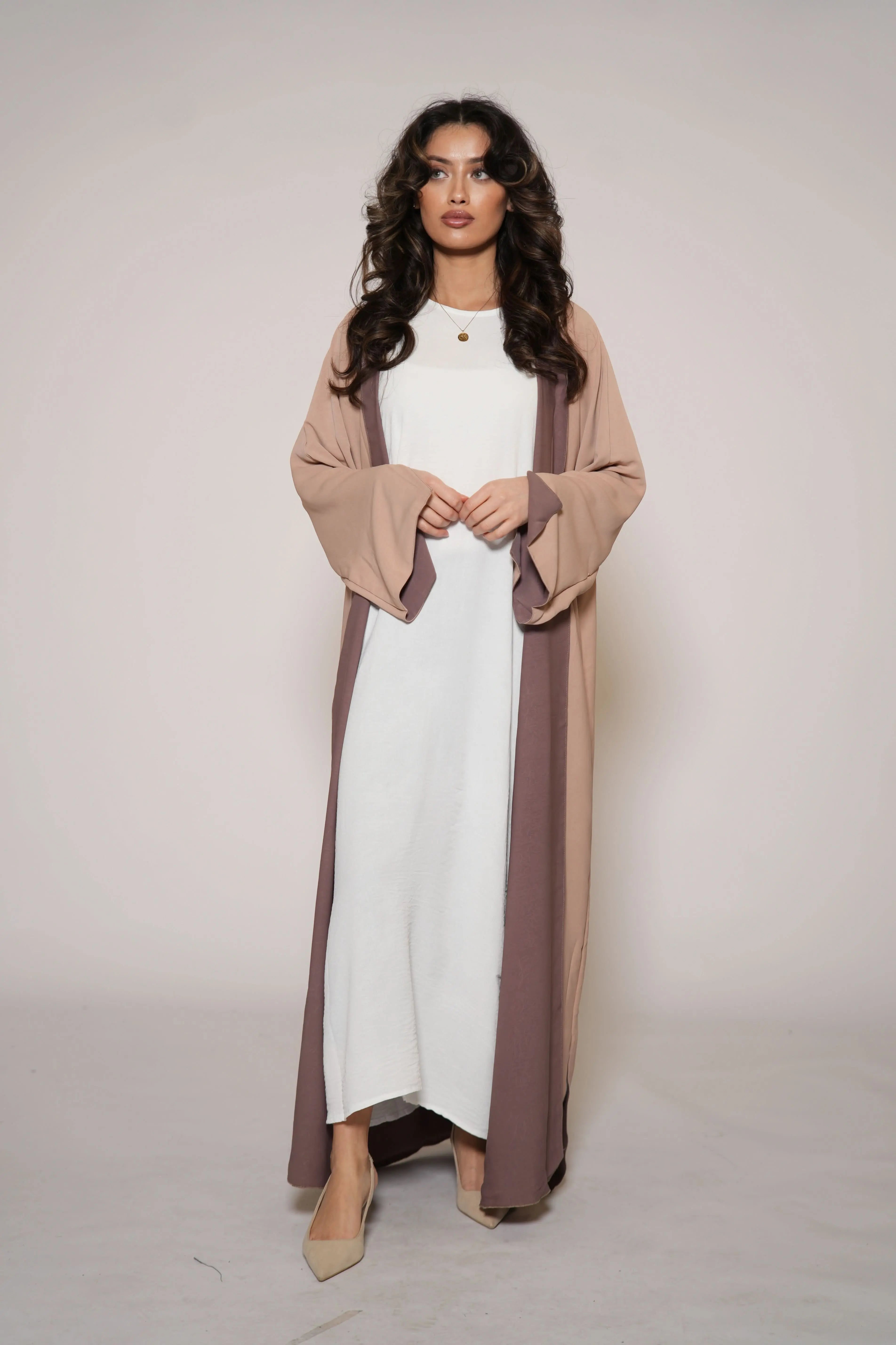 2 in 1 Abaya - beige/velvet - Losyana.Shop