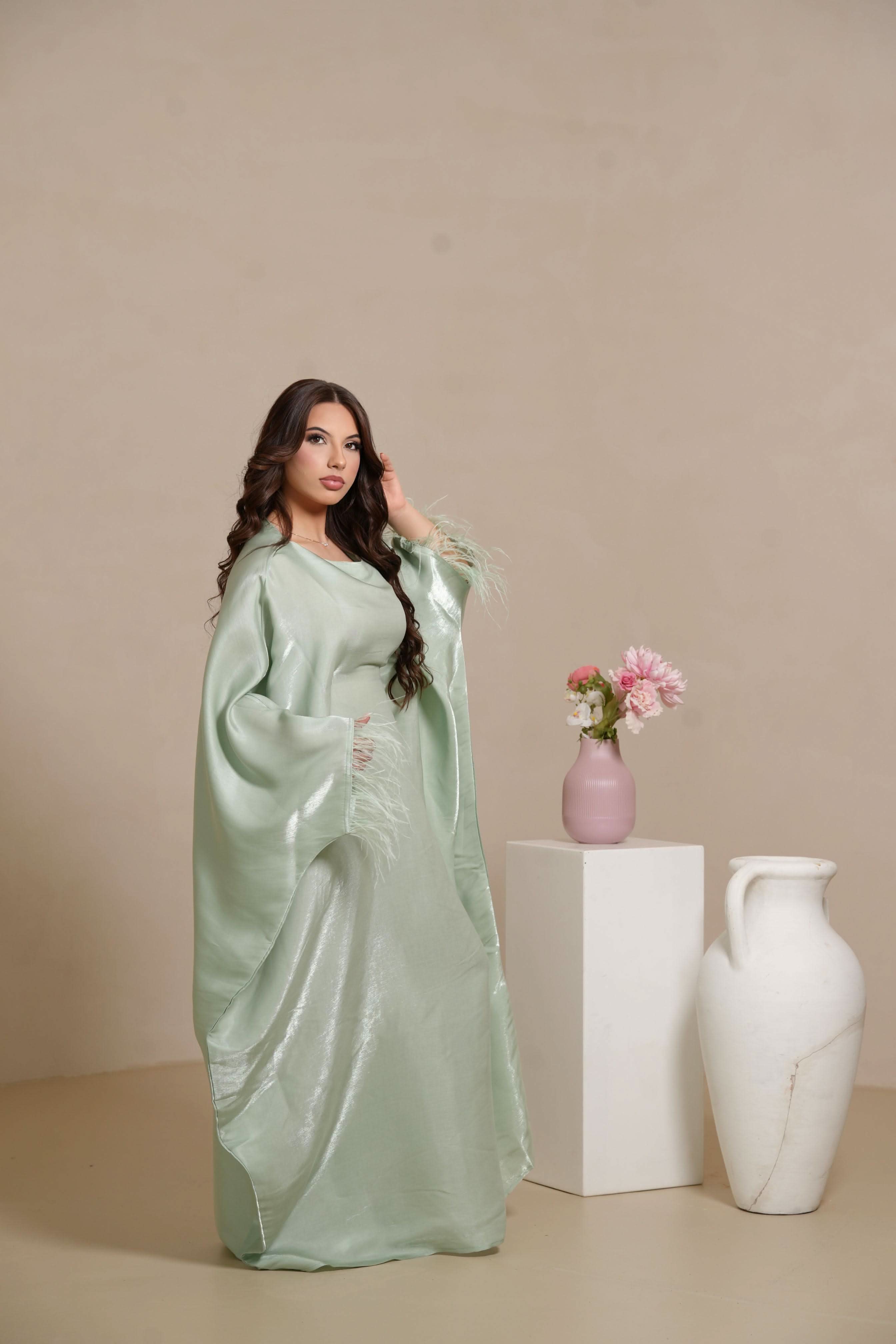 DXB Farasha Abaya - pistachio - Losyana.Shop