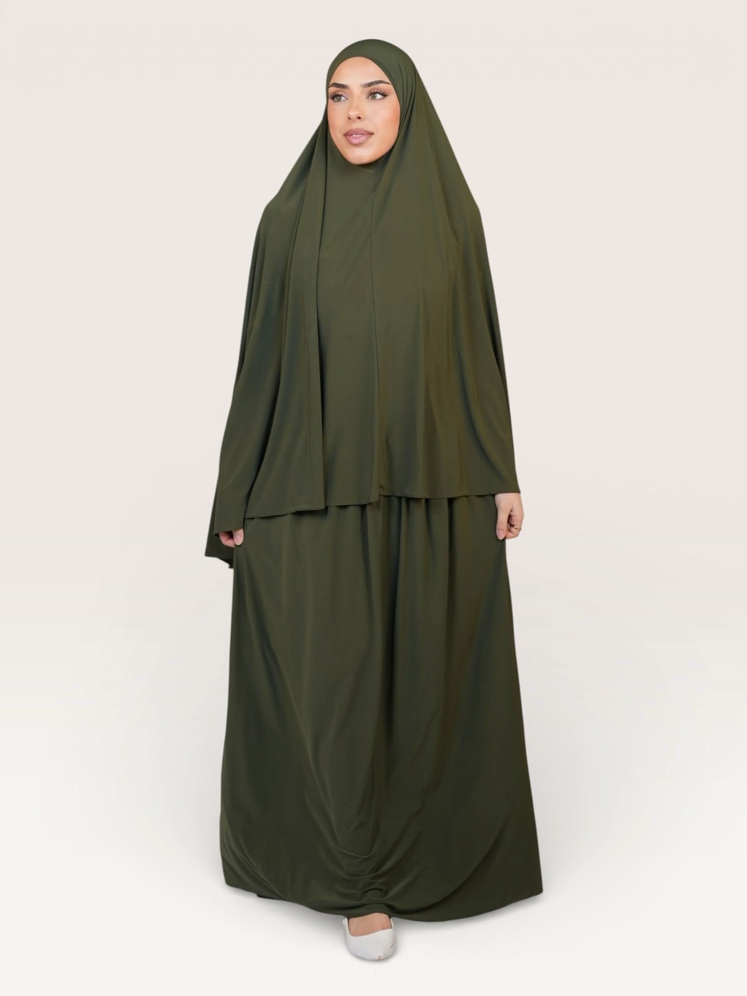 premium khimar set - khaki green - Losyana.Shop