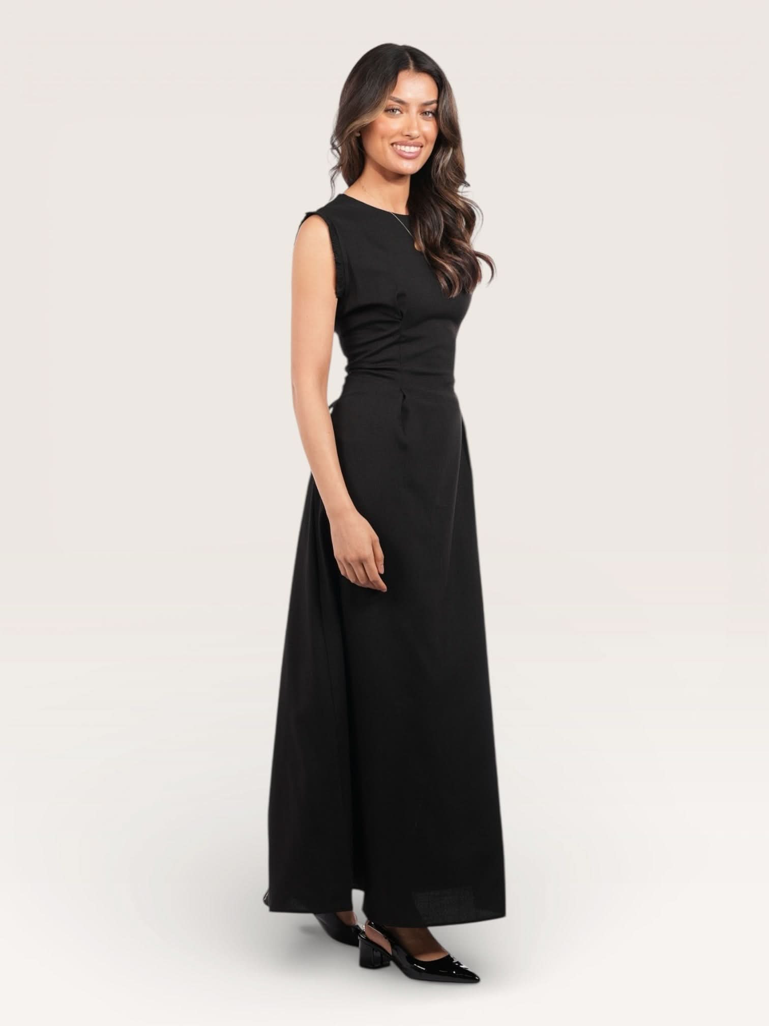 linen corset & kimono - black - Losyana.Shop