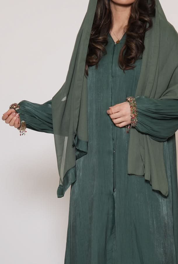Glamour Abaya - forest green - Losyana.Shop