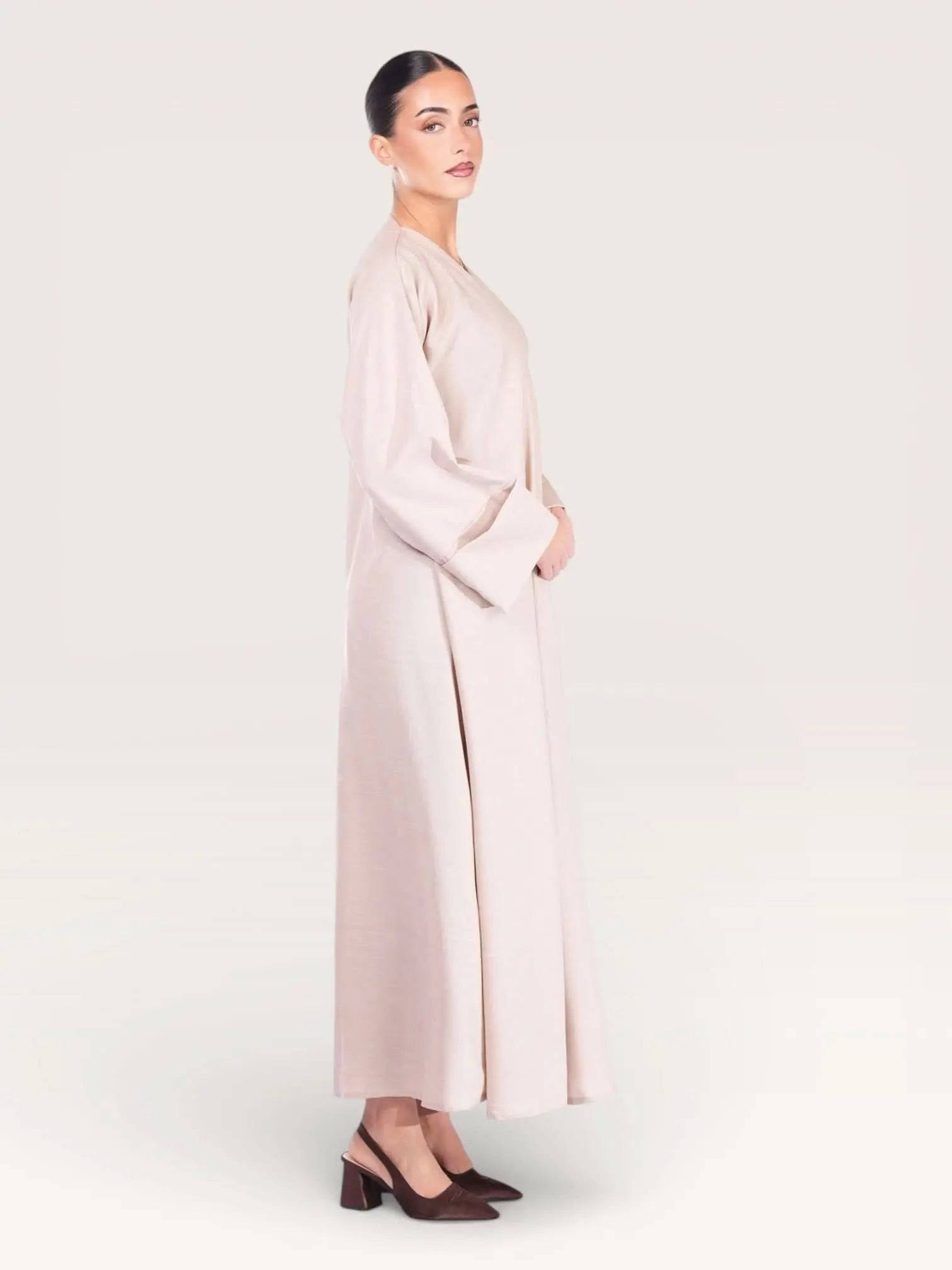 wickel linen abaya - beige - Losyana.Shop