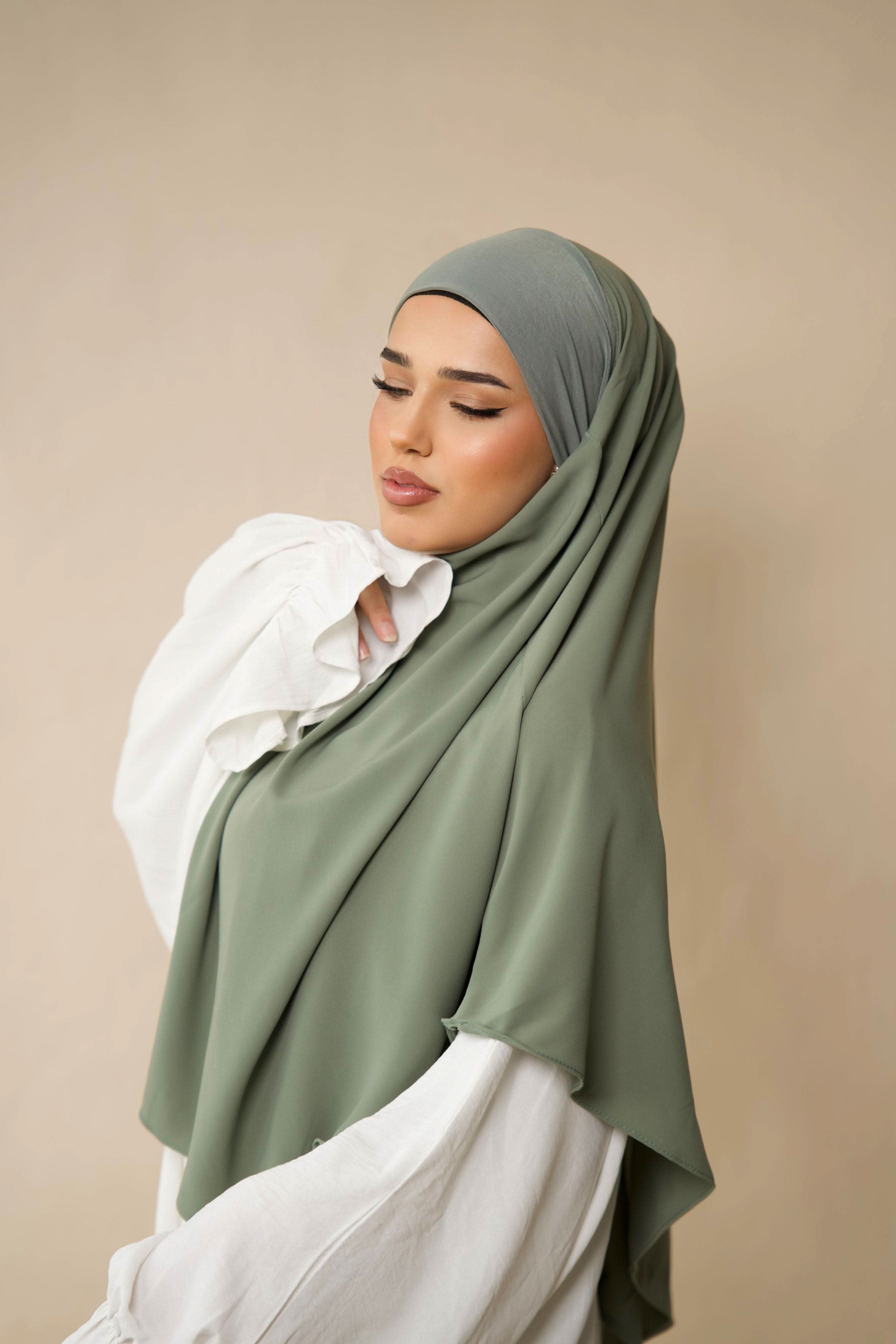 Short Khimar - olive green - Losyana.Shop