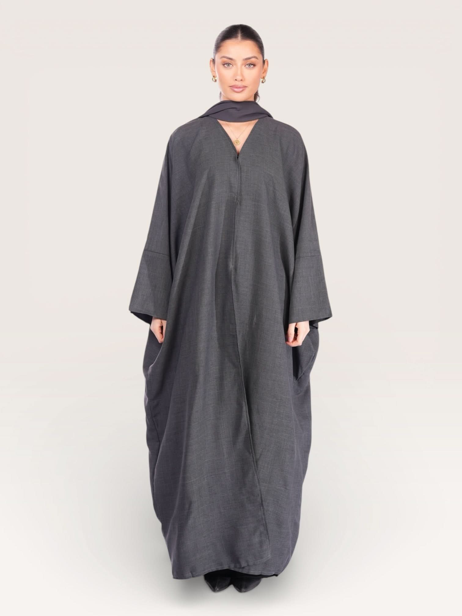 linen abaya/kimono - dark grey - Losyana.Shop
