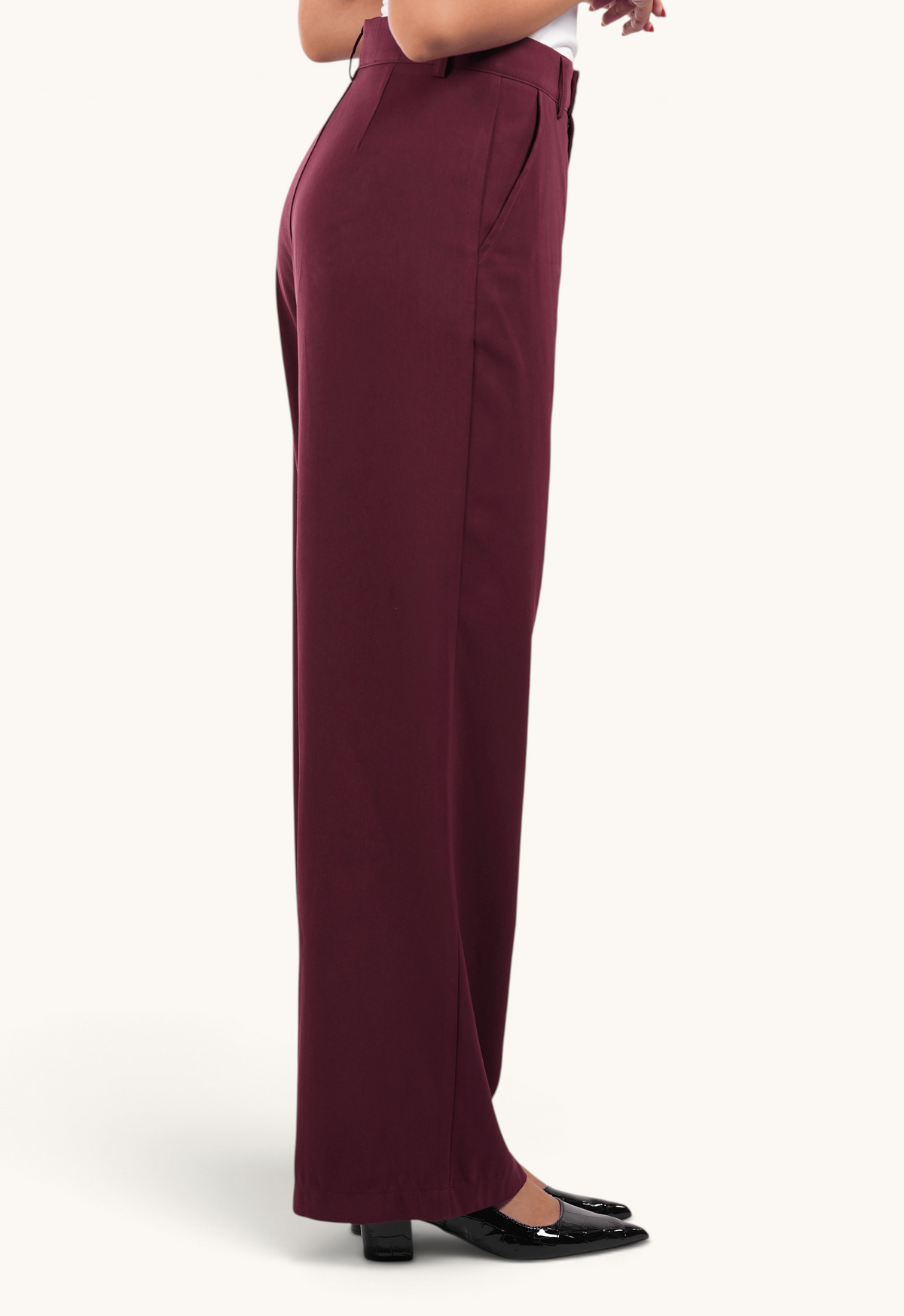 Bordeauxrote Losyana.Shop Hose aus weichem Stoff mit elastischem Bund, stilvoll und bequem für Damen.