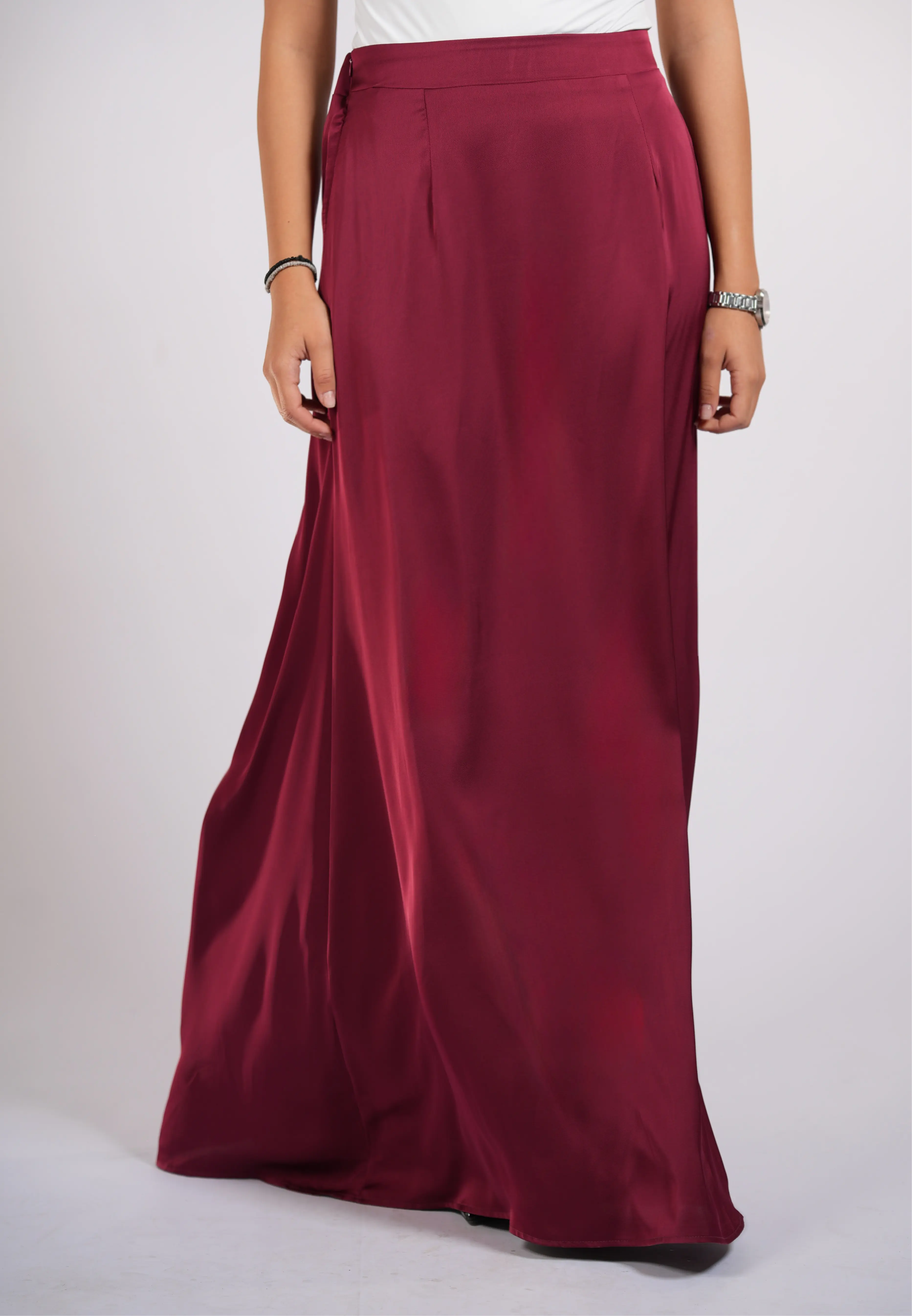 satin silk skirt - bordeaux Losyana.Shop
