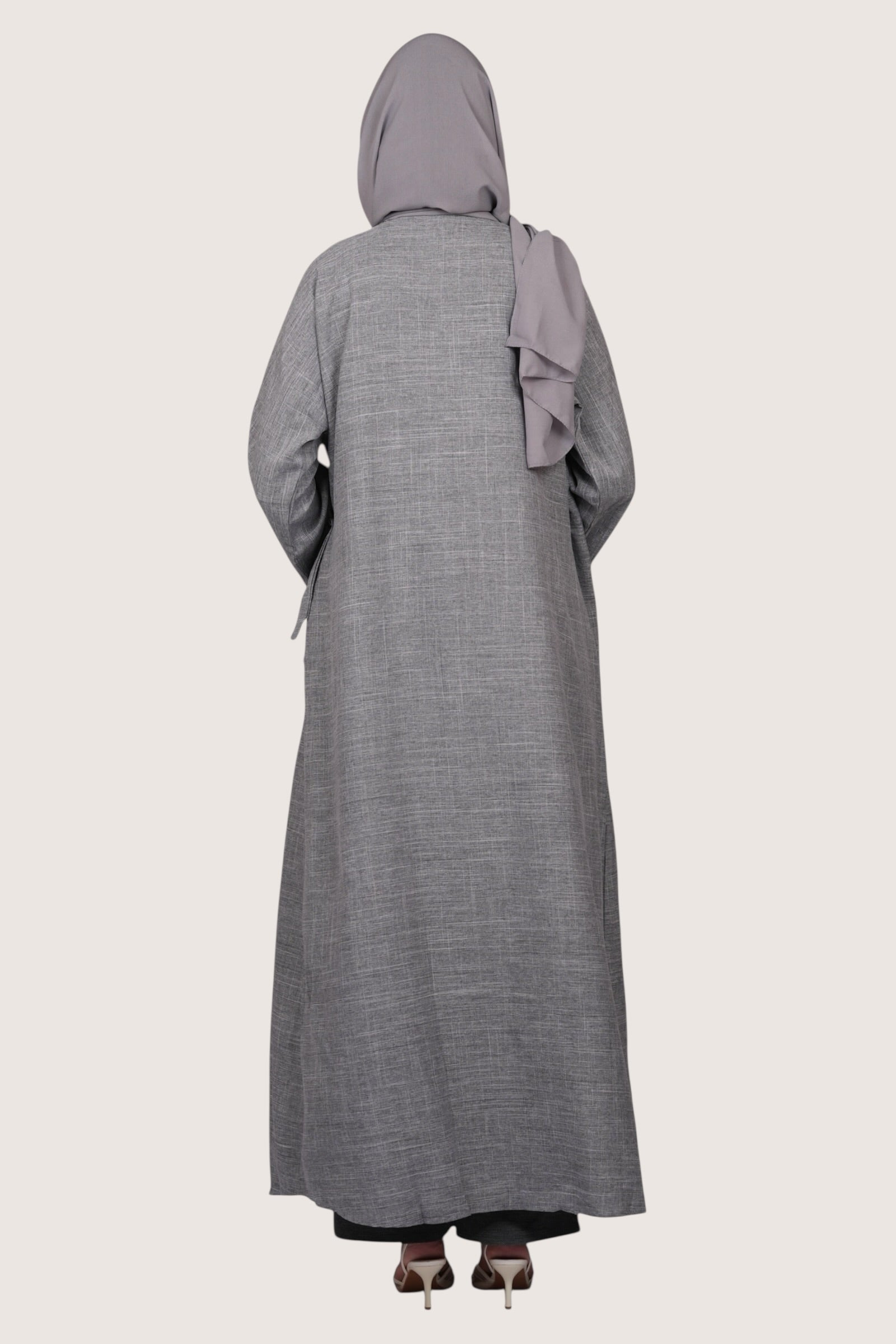 wickel linen abaya - grey