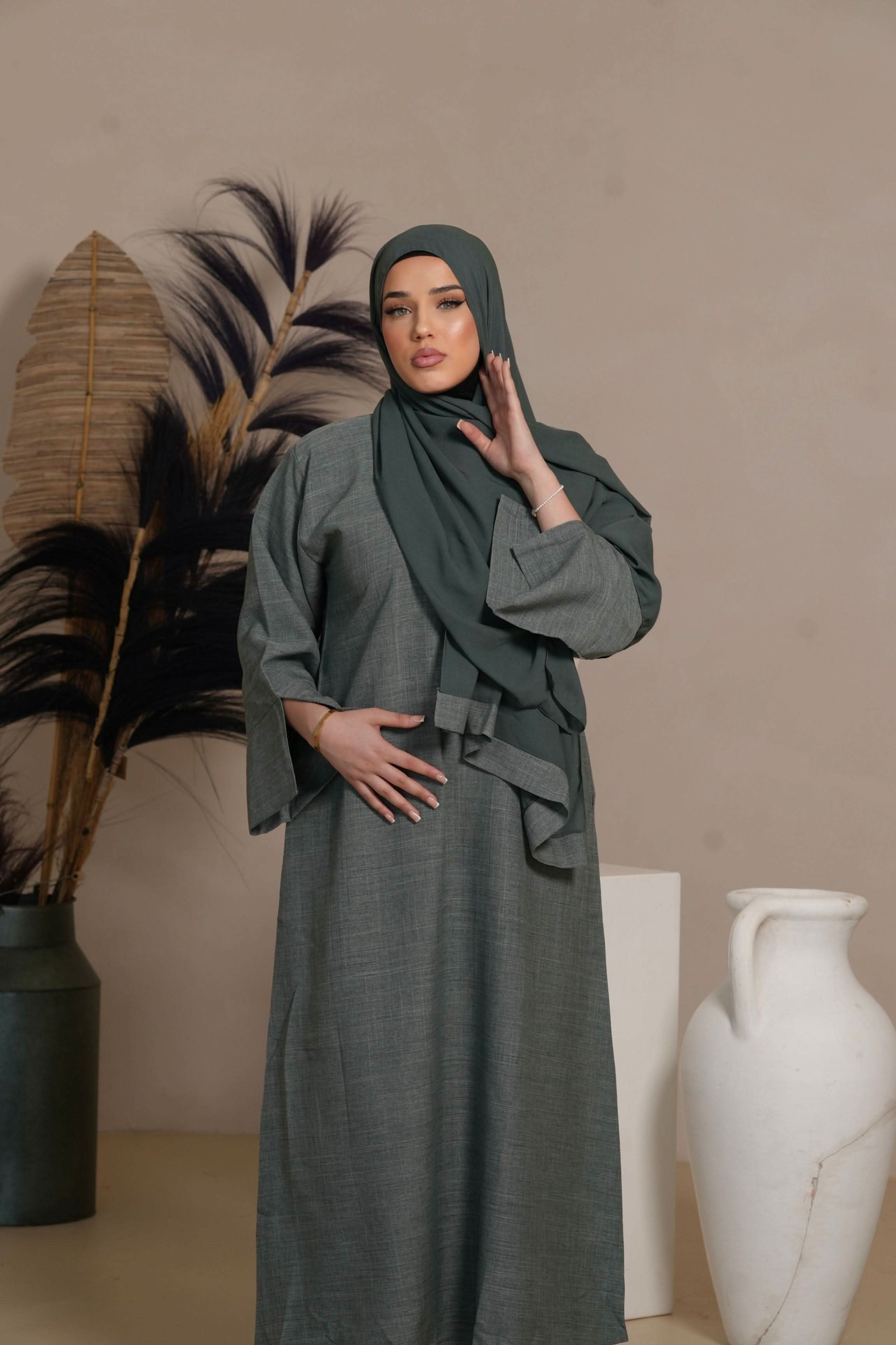 DXB LINEN ABAYA - Lamantin - Losyana.Shop