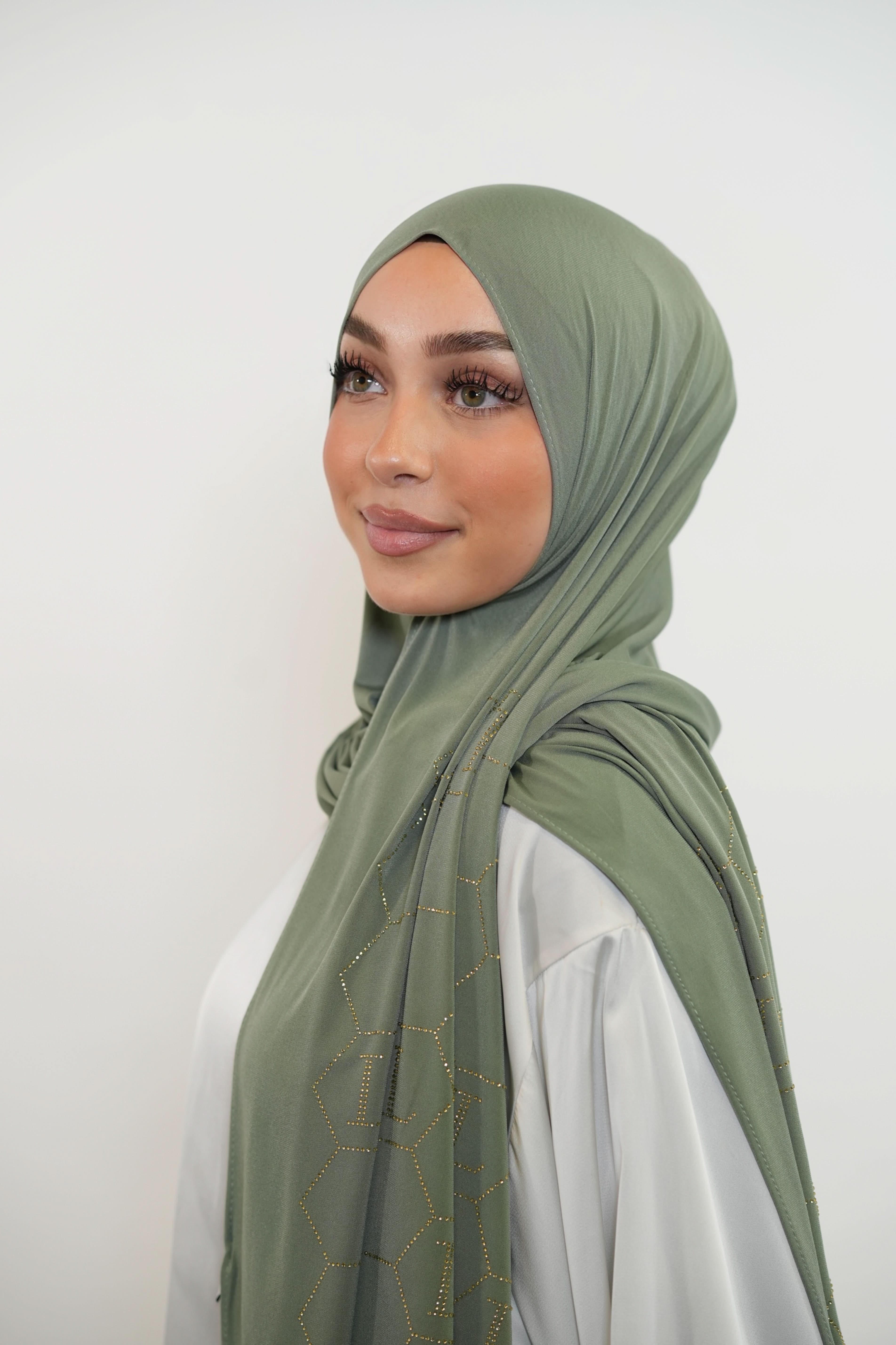 Premium Jersey Strass “L” - olive green - Losyana.Shop