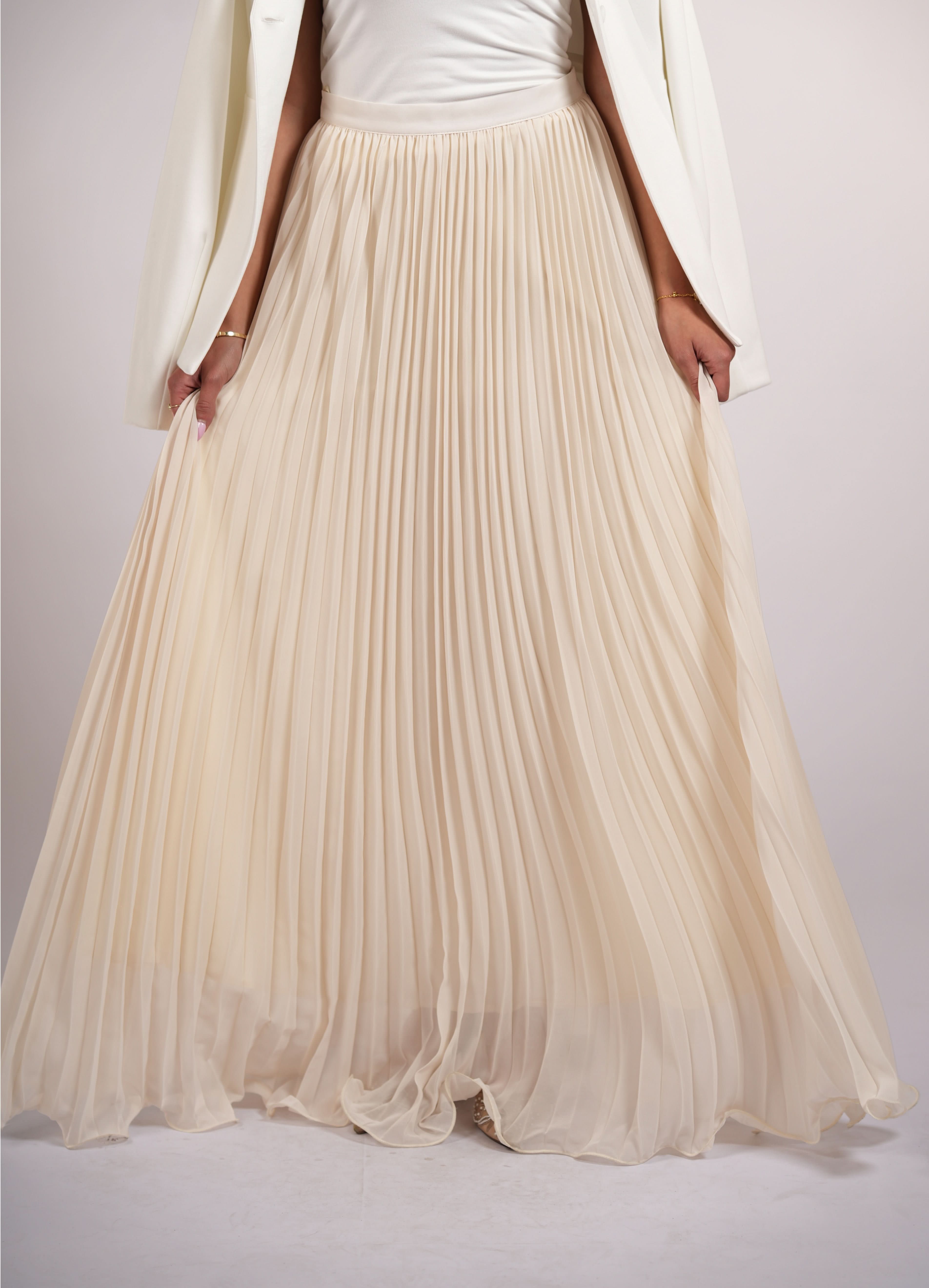 plisse skirt - cream - Losyana.Shop