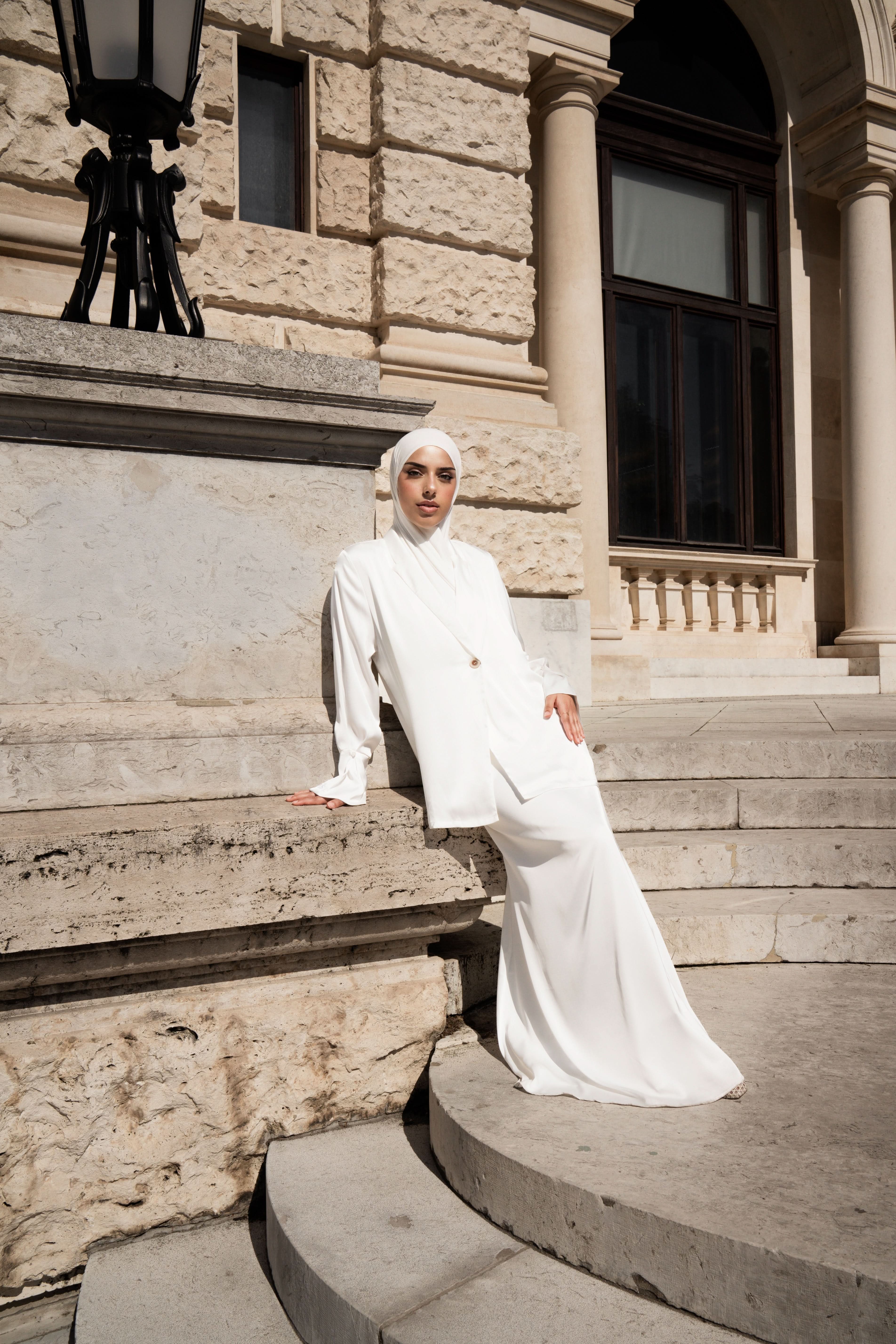 satin silk skirt - white