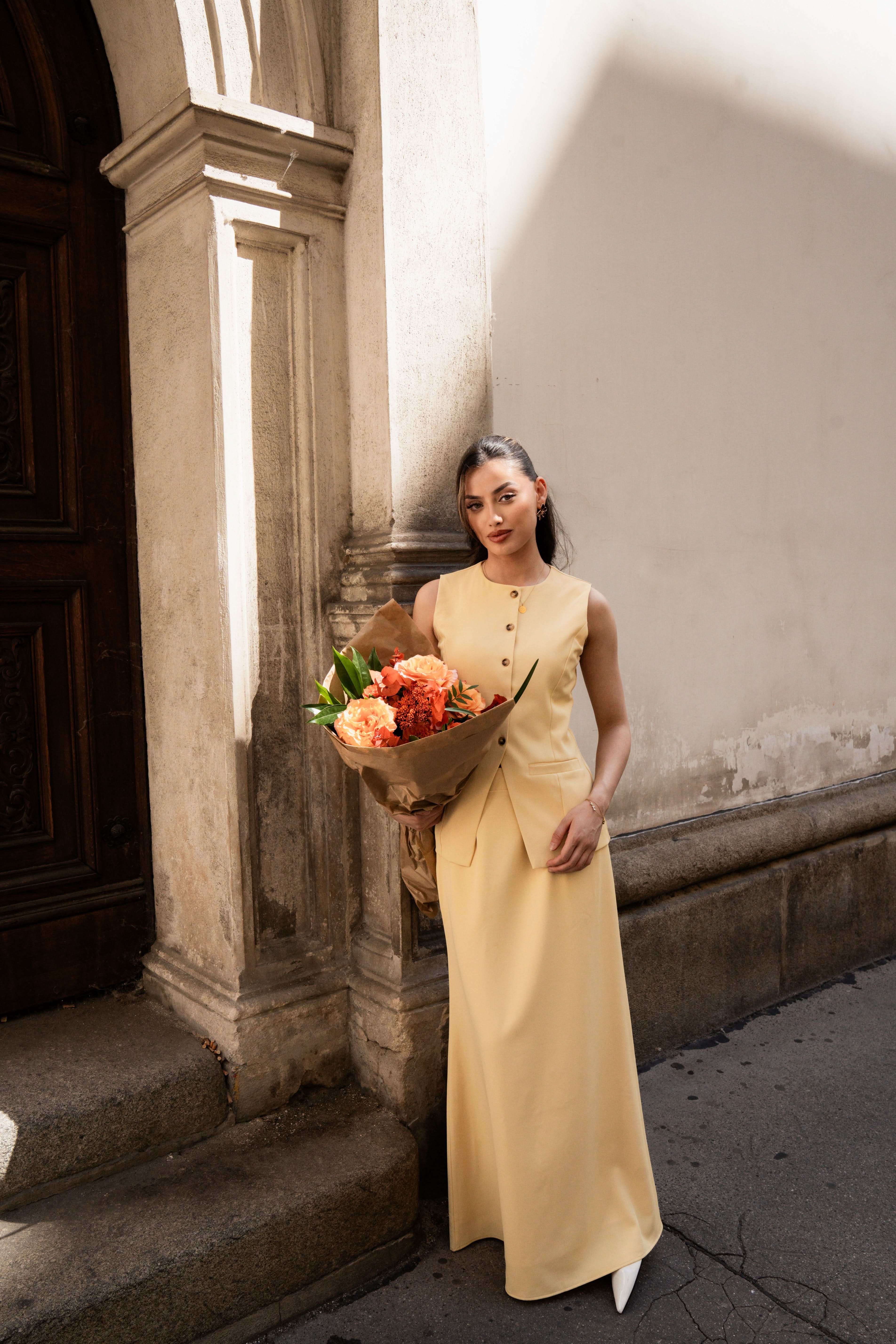 old vienna vest - butter yellow - Losyana.Shop