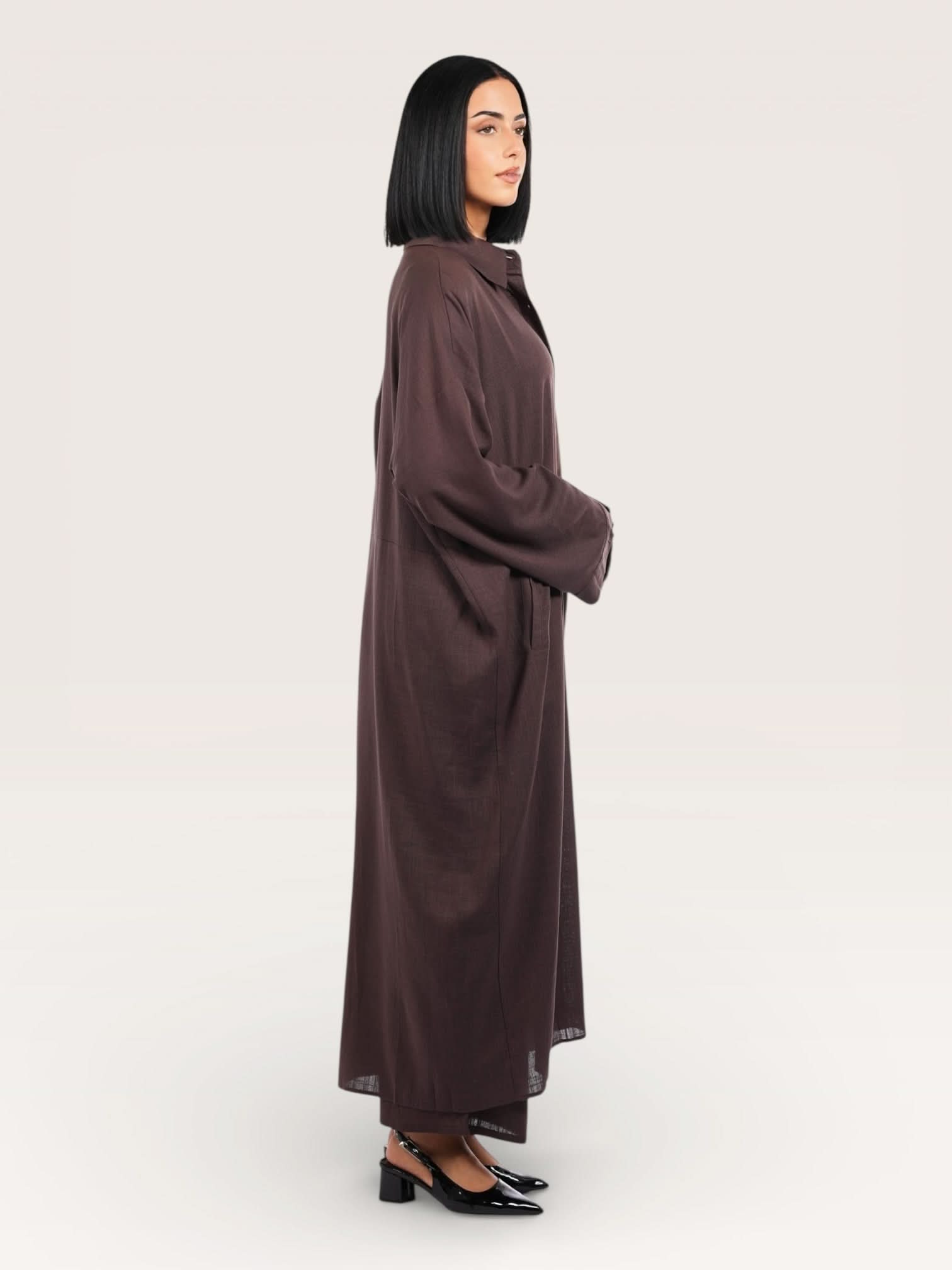 palma linen set - espresso - Losyana.Shop