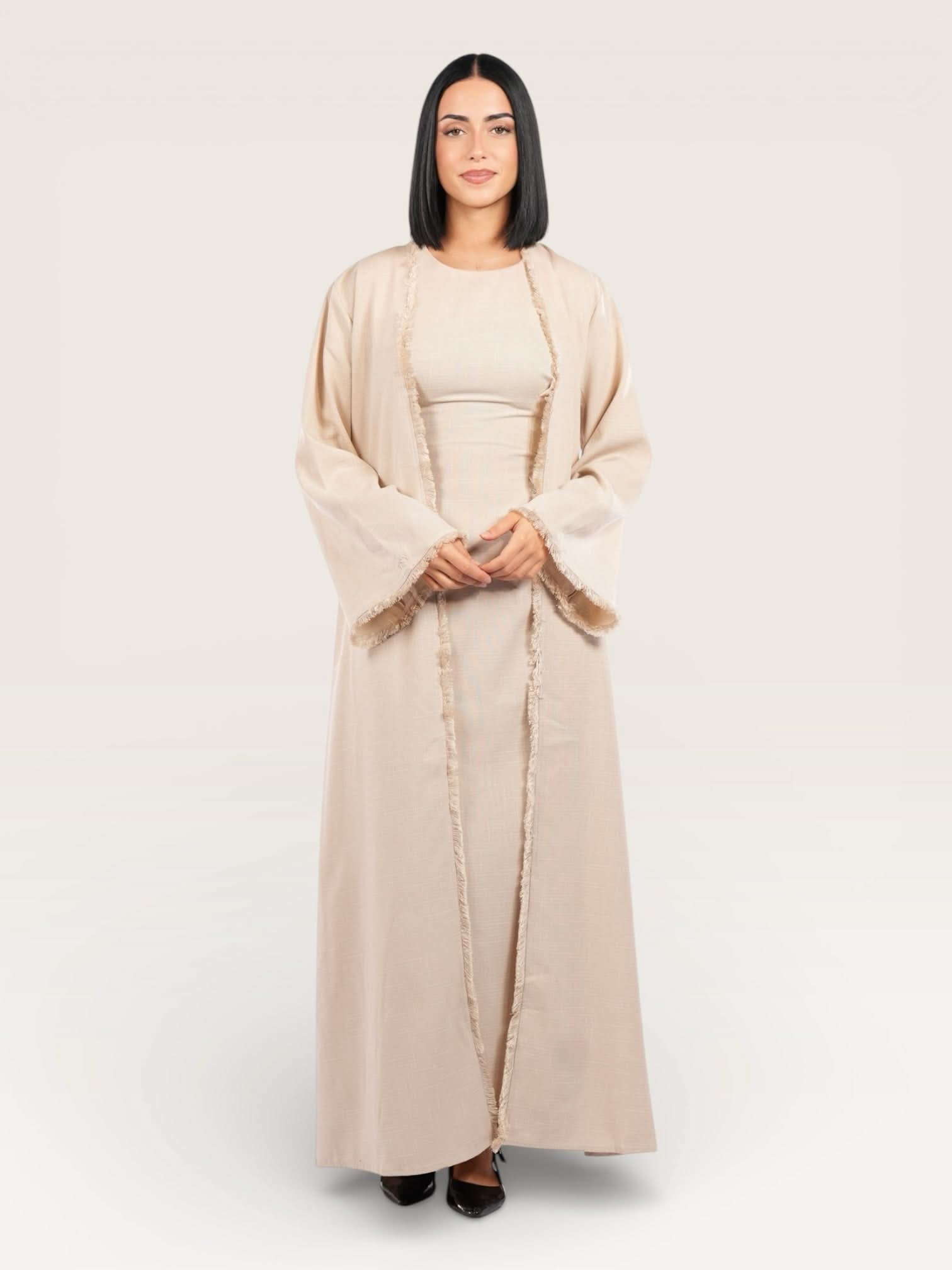 linen corset & kimono - beige - Losyana.Shop