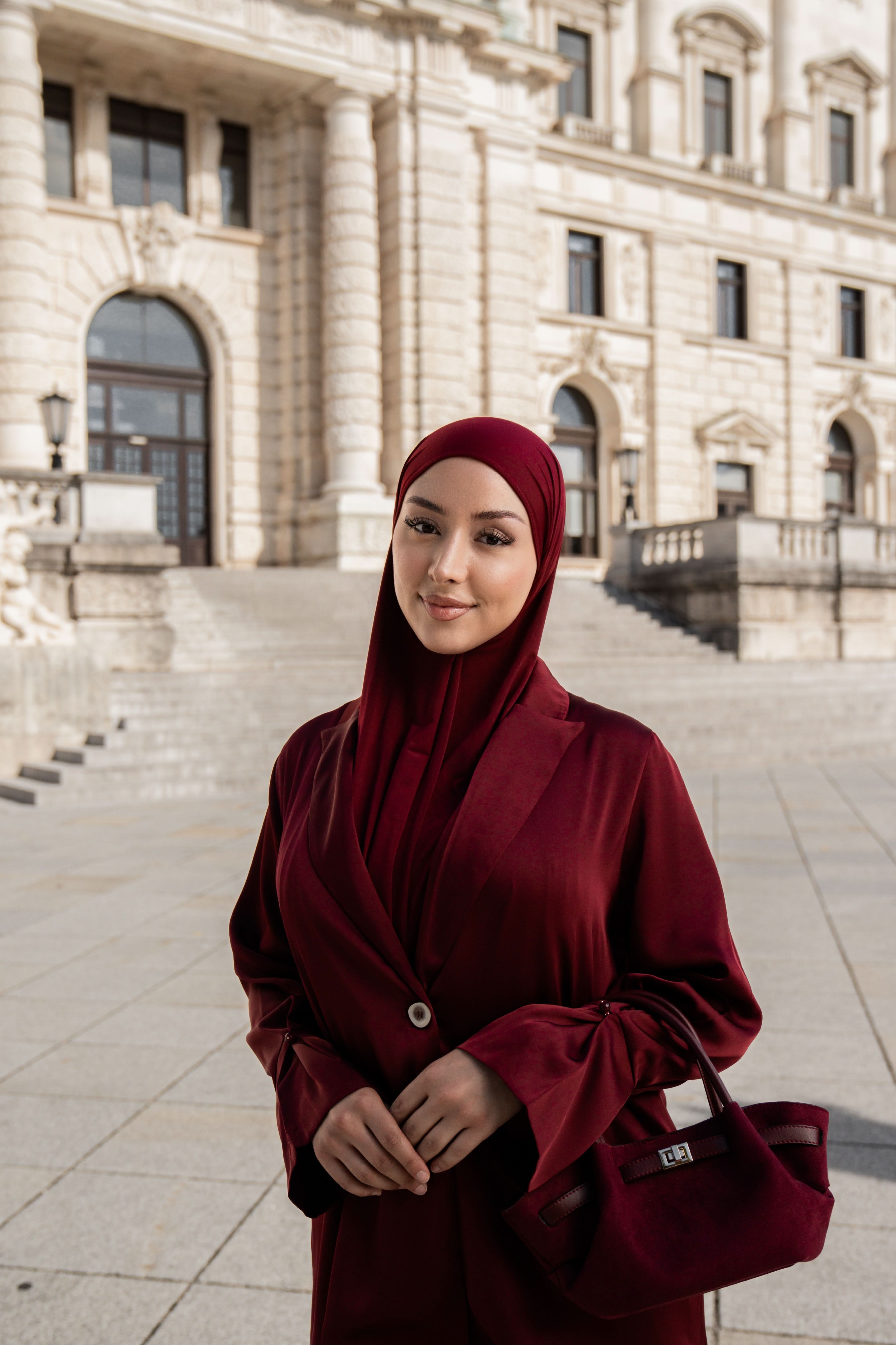 satin silk cardigan - bordeaux - Losyana.Shop