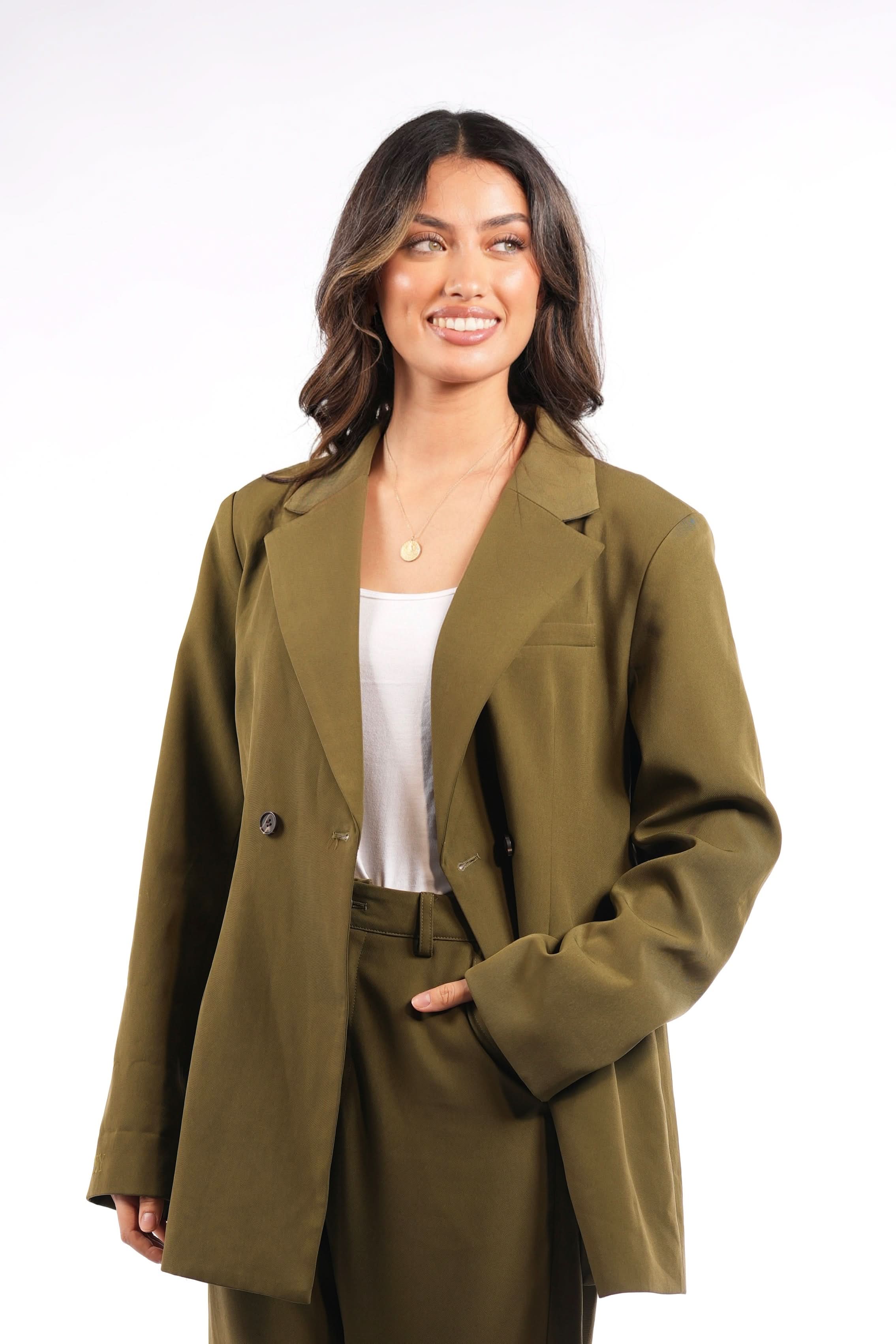 the noble belted blazer - olive - Losyana.Shop