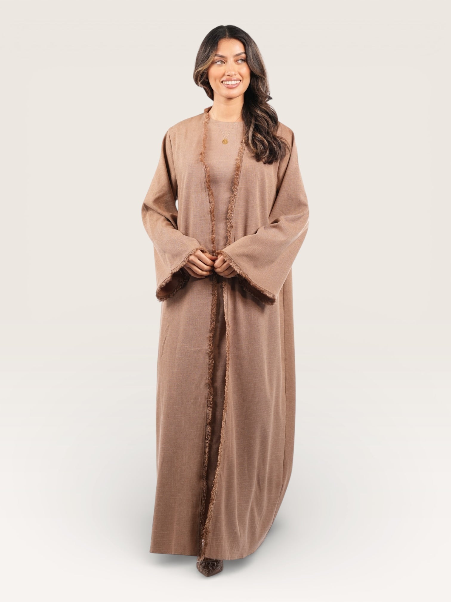 linen corset & kimono - brown mousse - Losyana.Shop