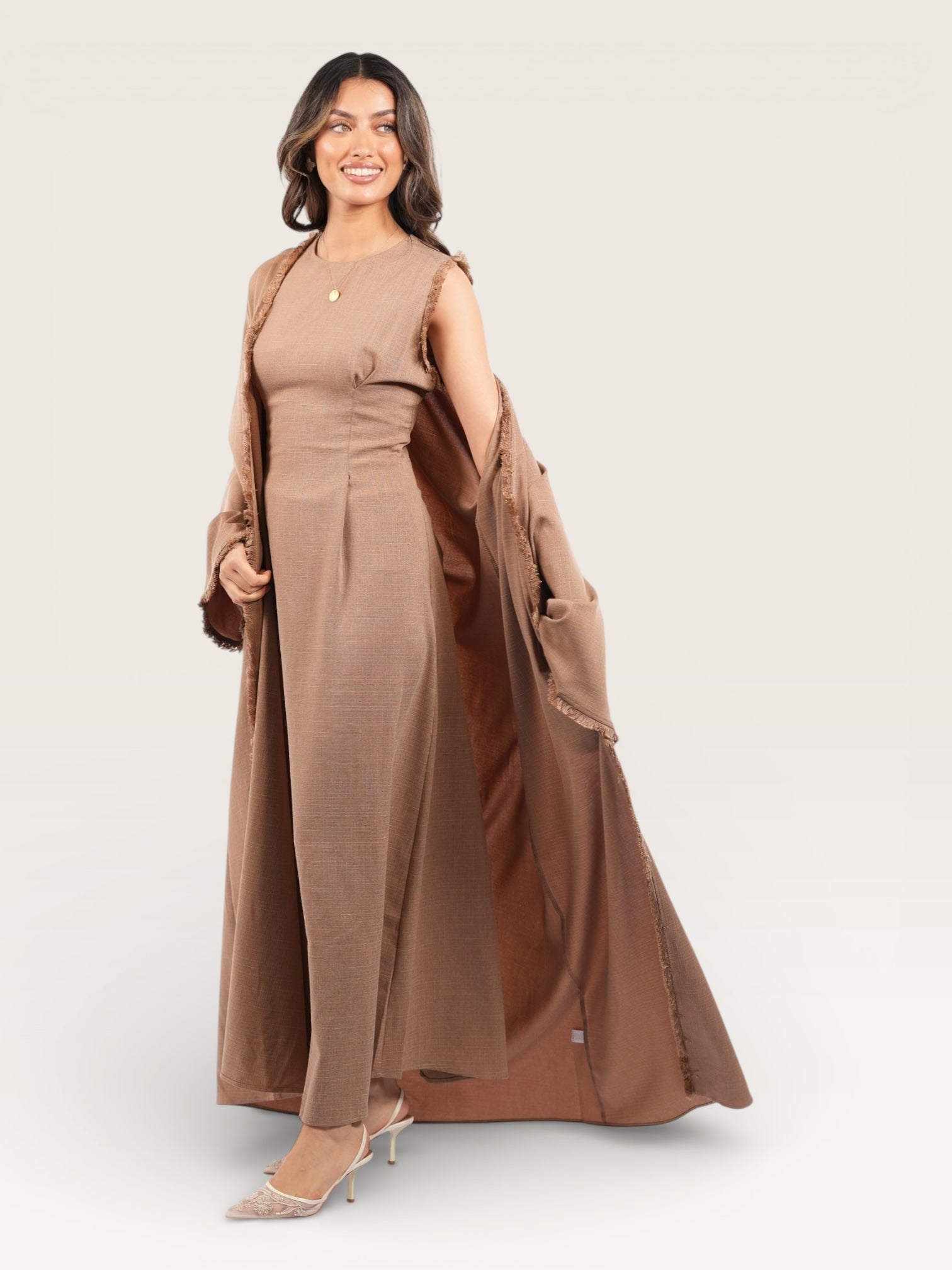 linen corset & kimono - brown mousse - Losyana.Shop