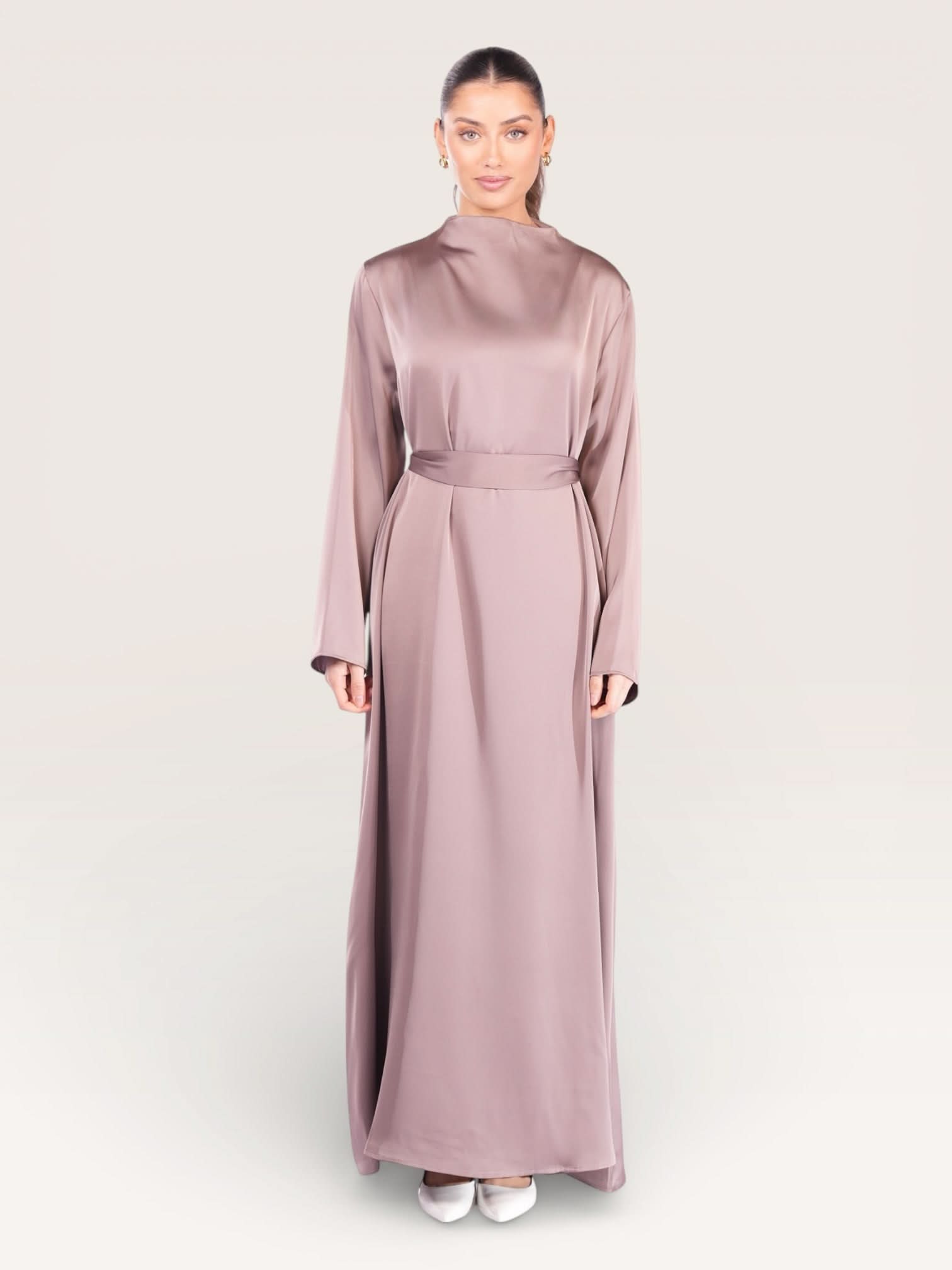 satin kimono abaya - rose taupe - Losyana.Shop