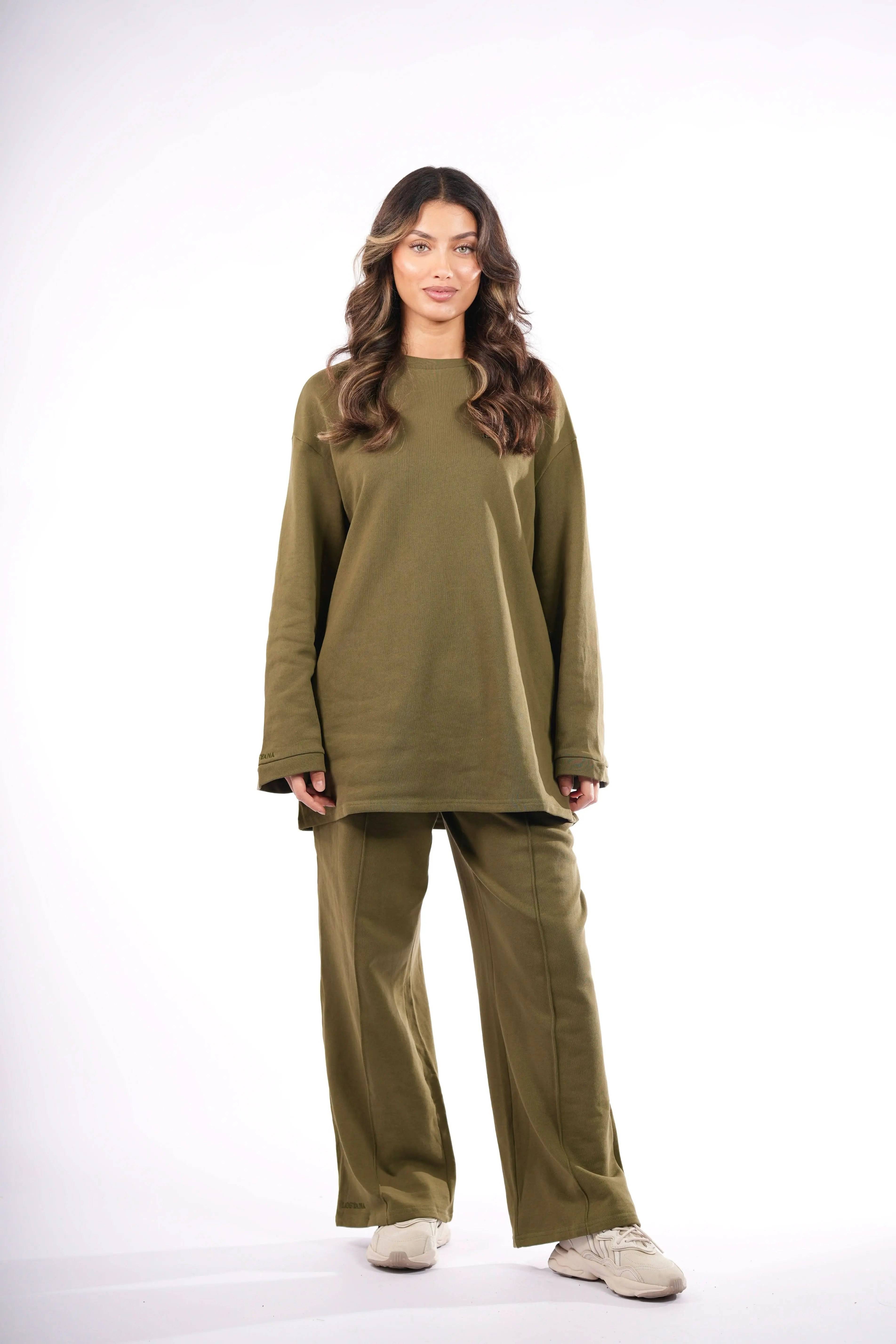 Lounge and Gym set - khaki green - Losyana.Shop