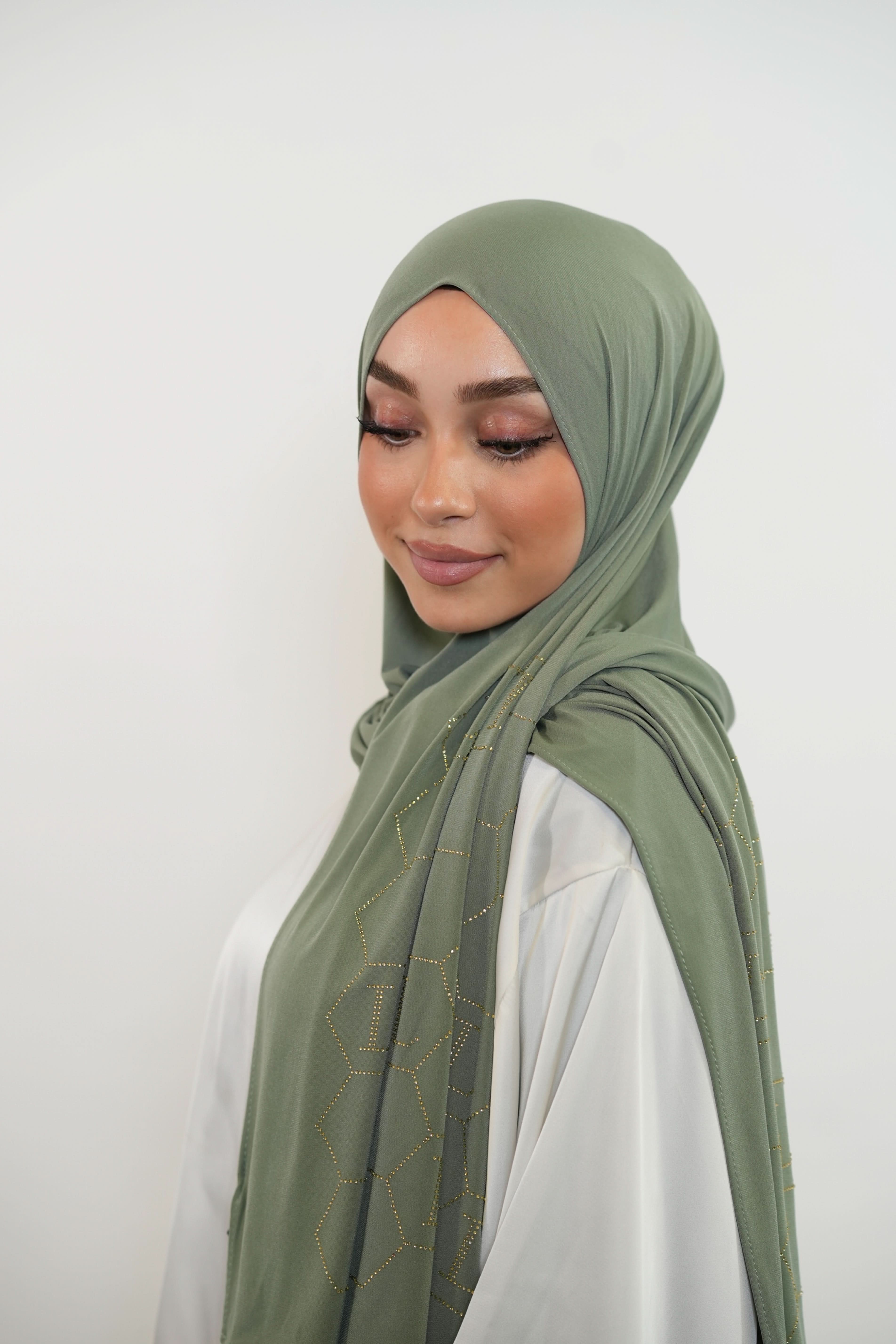 Premium Jersey Strass “L” - olive green - Losyana.Shop