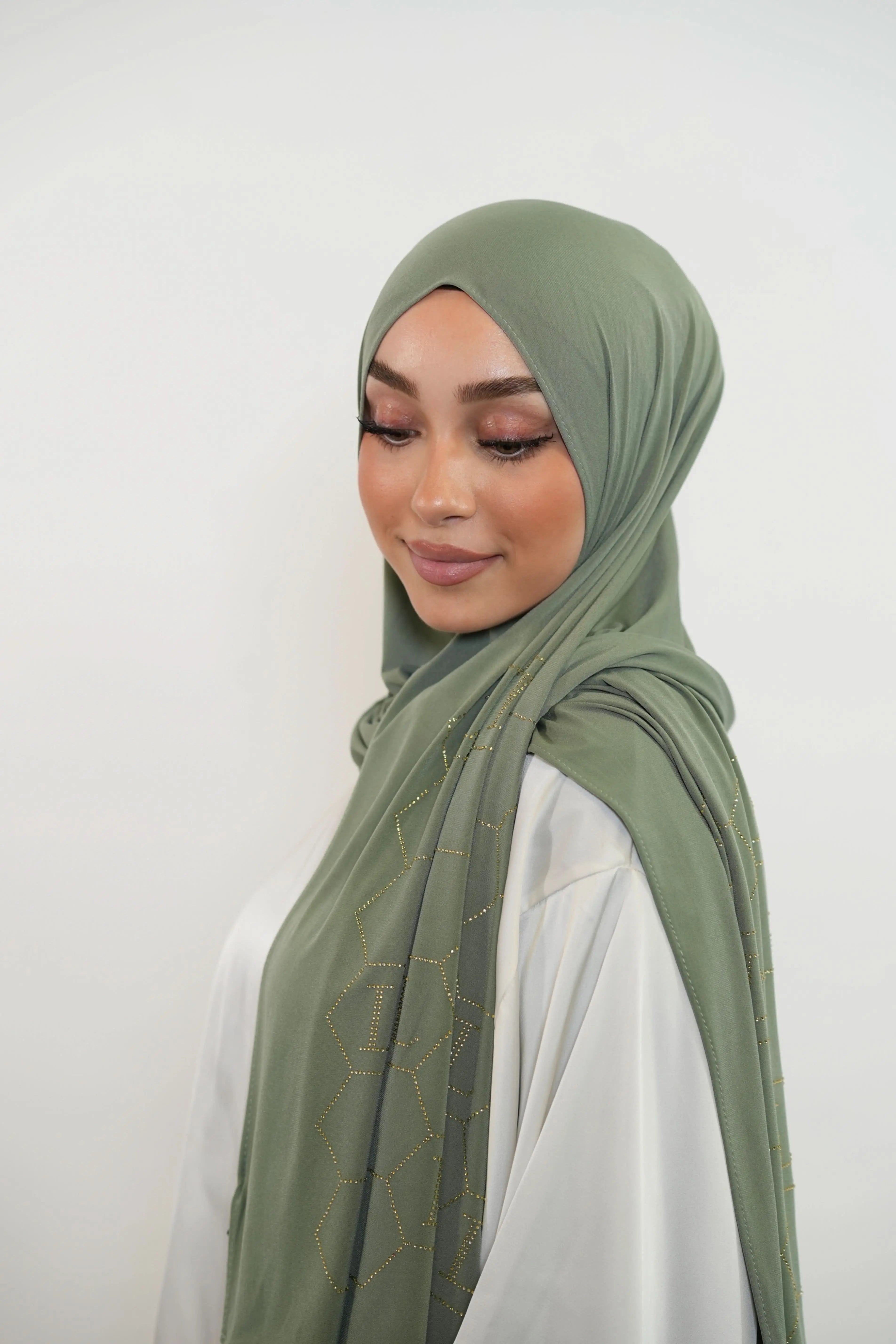 Premium Jersey Strass “L” - olive green - Losyana.Shop