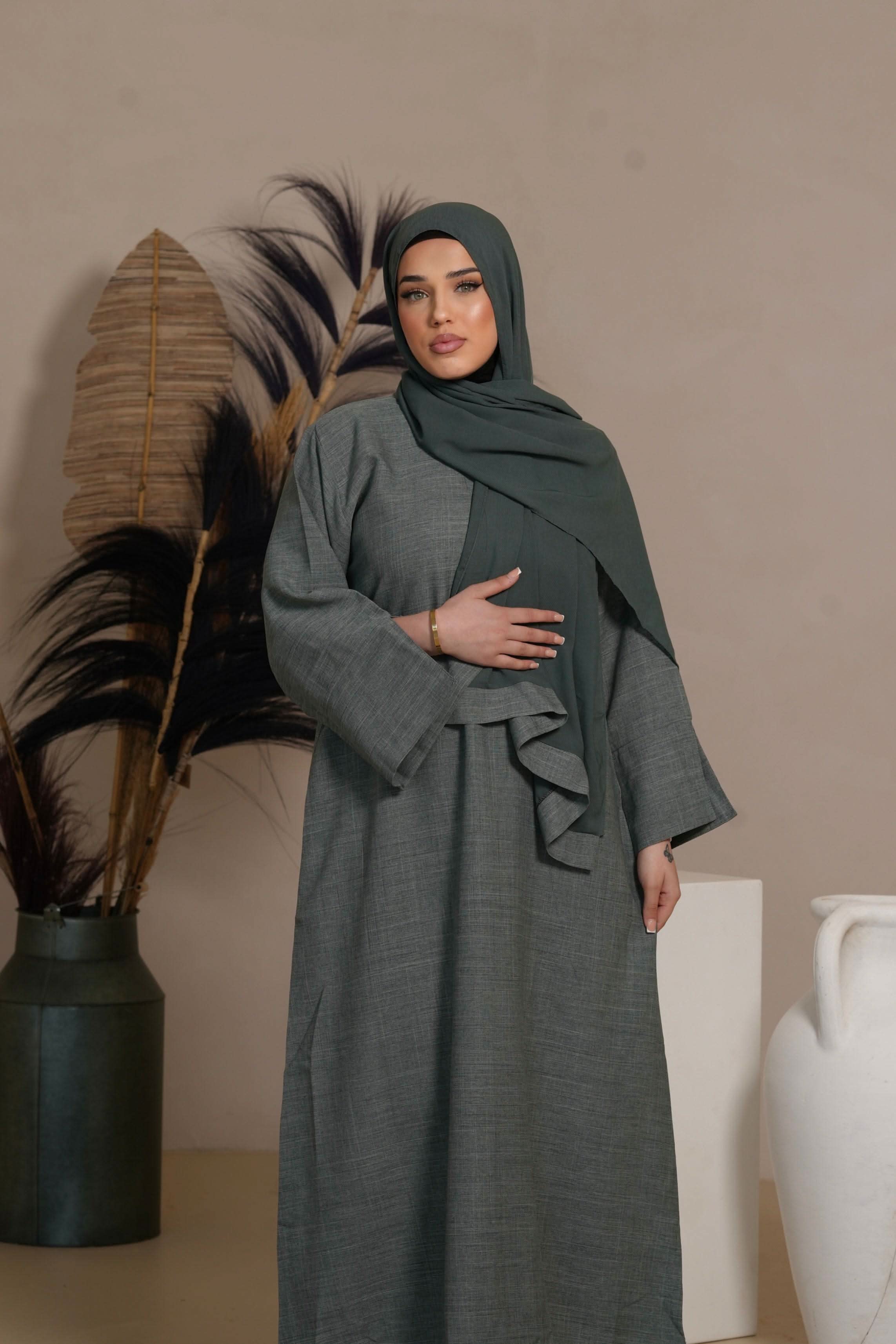 DXB LINEN ABAYA - Lamantin - Losyana.Shop