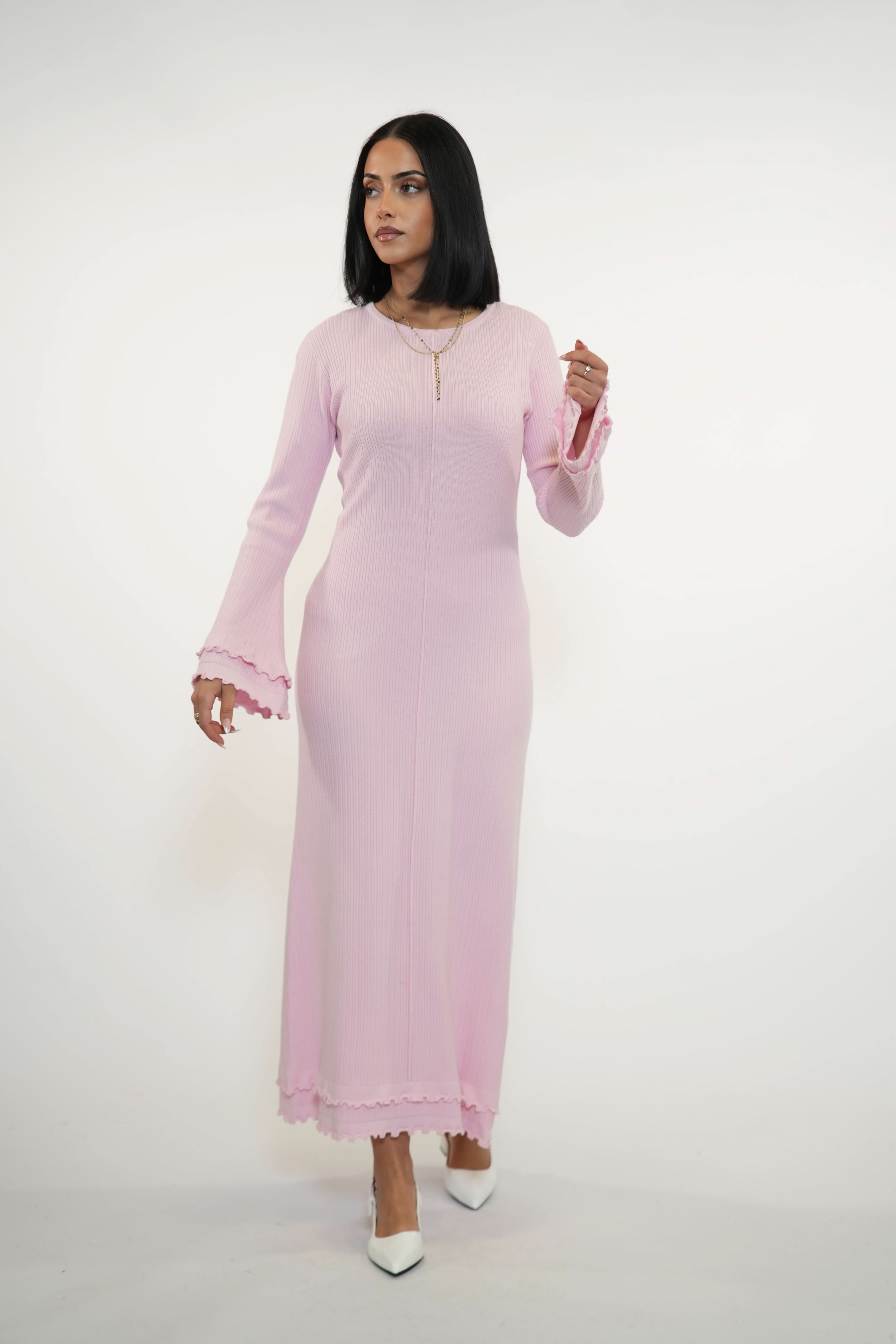 RUFFLED MAXI DRESS - ROSE - Losyana.Shop