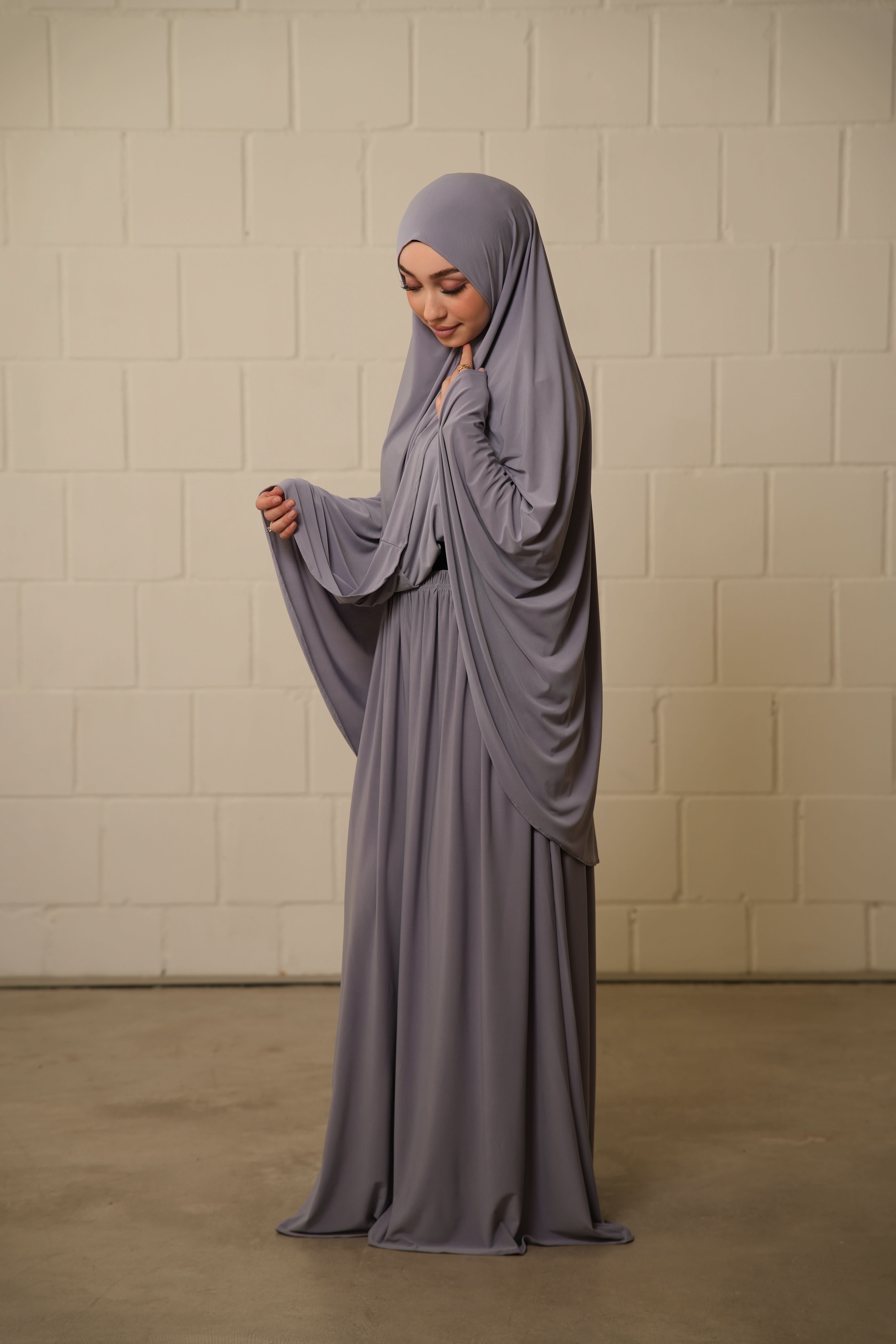 Premium Khimar Set - Grey - Losyana.Shop