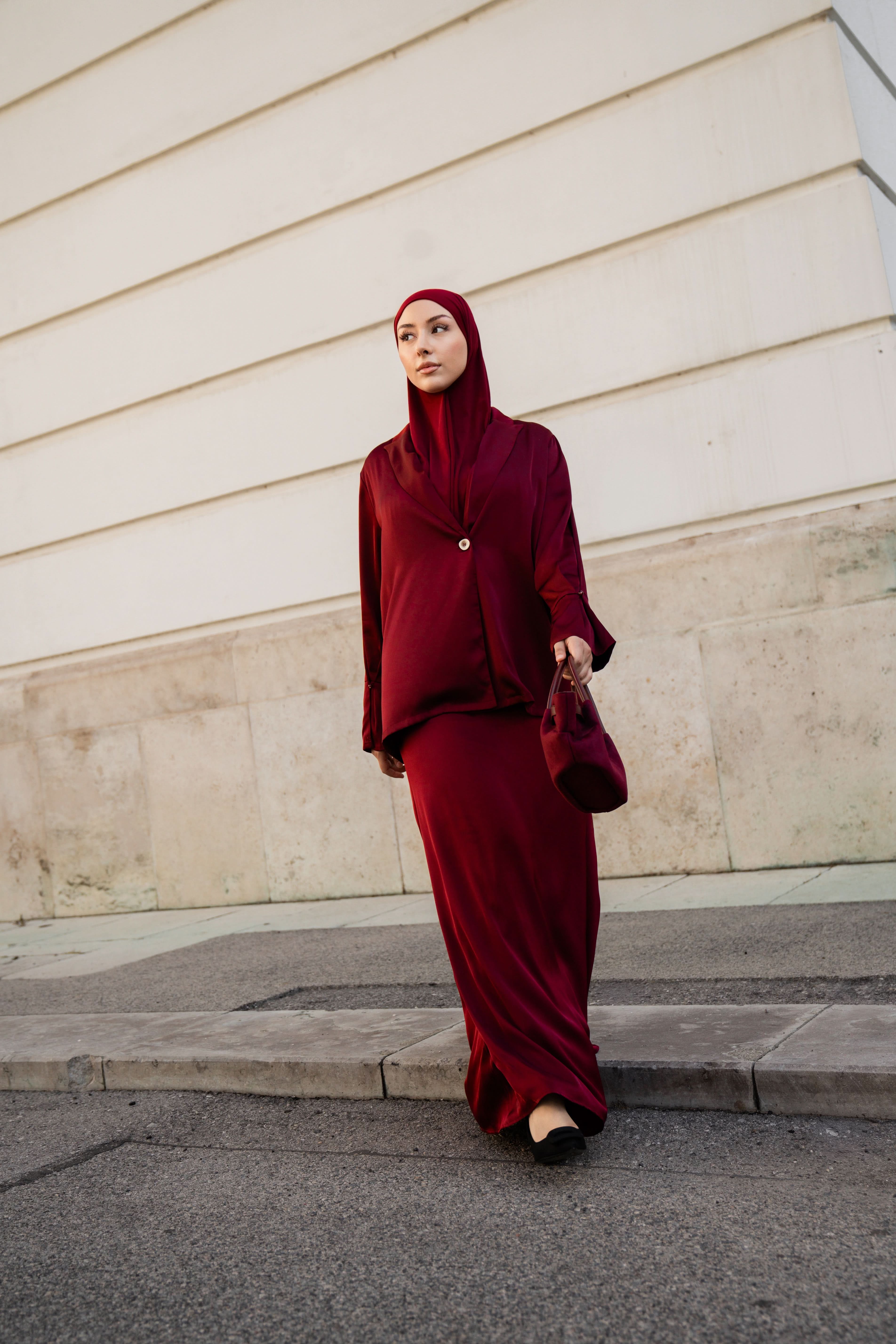 satin silk cardigan - bordeaux - Losyana.Shop