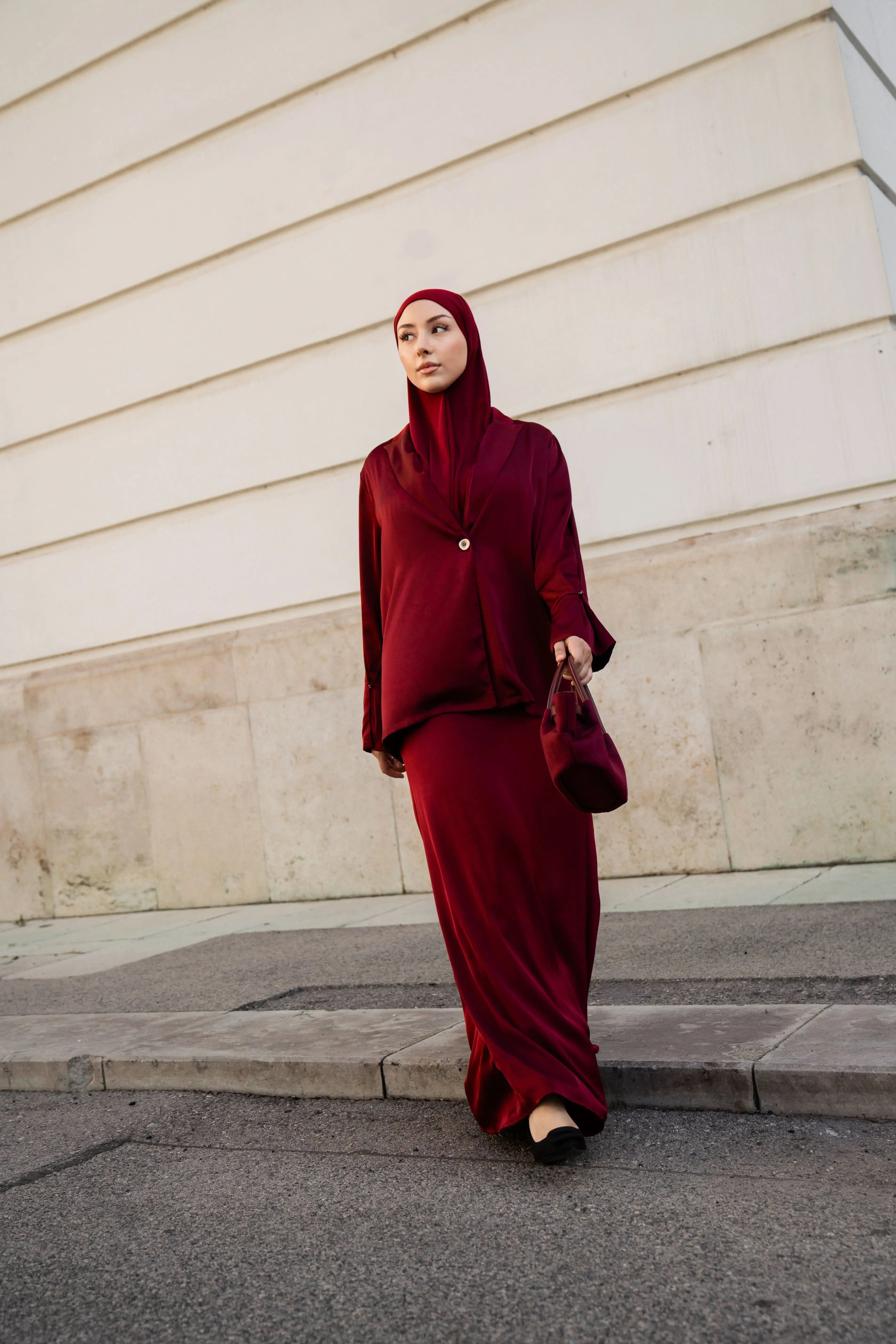 satin silk cardigan - bordeaux - Losyana.Shop