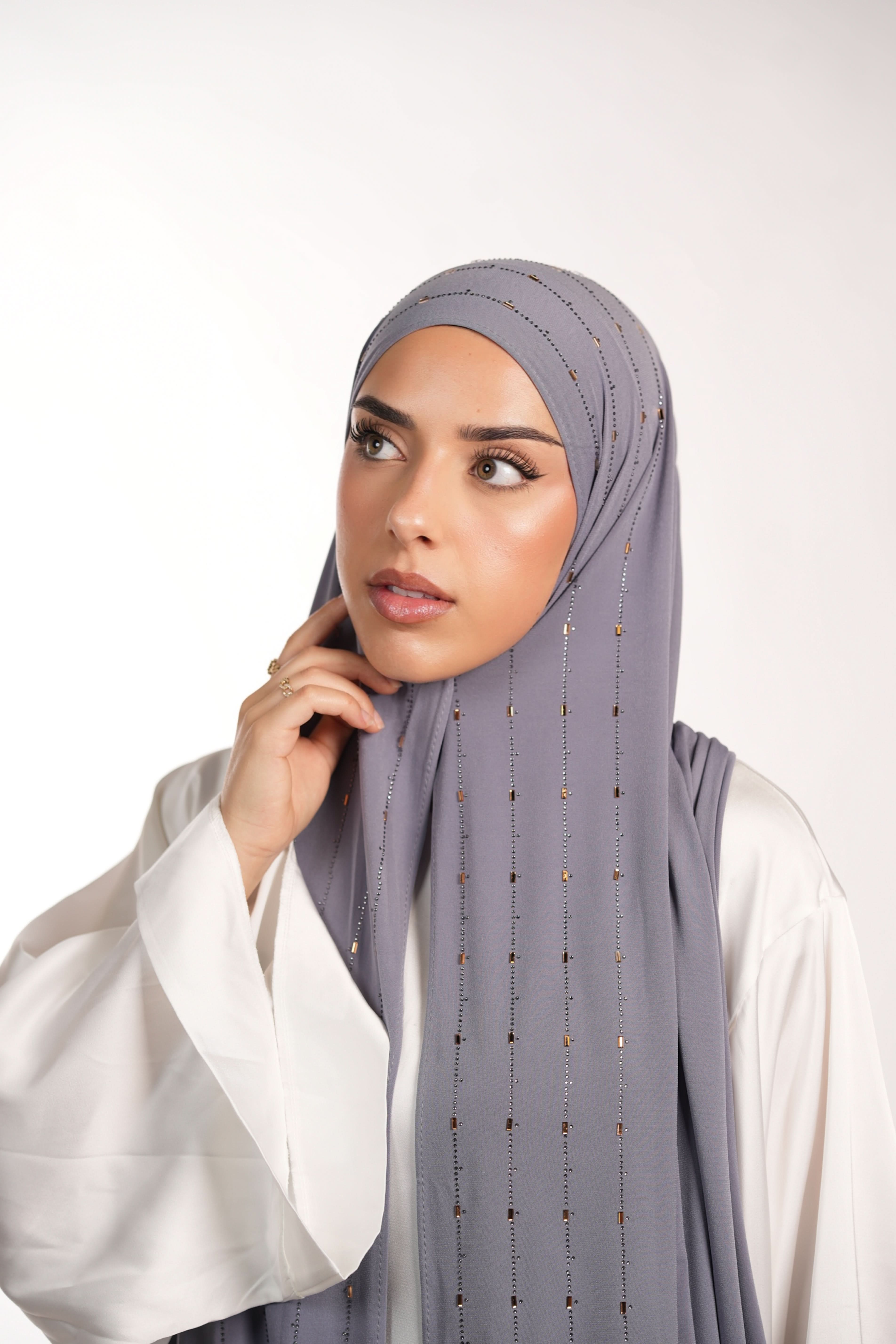 Premium Jersey Strass - blue grey - Losyana.Shop