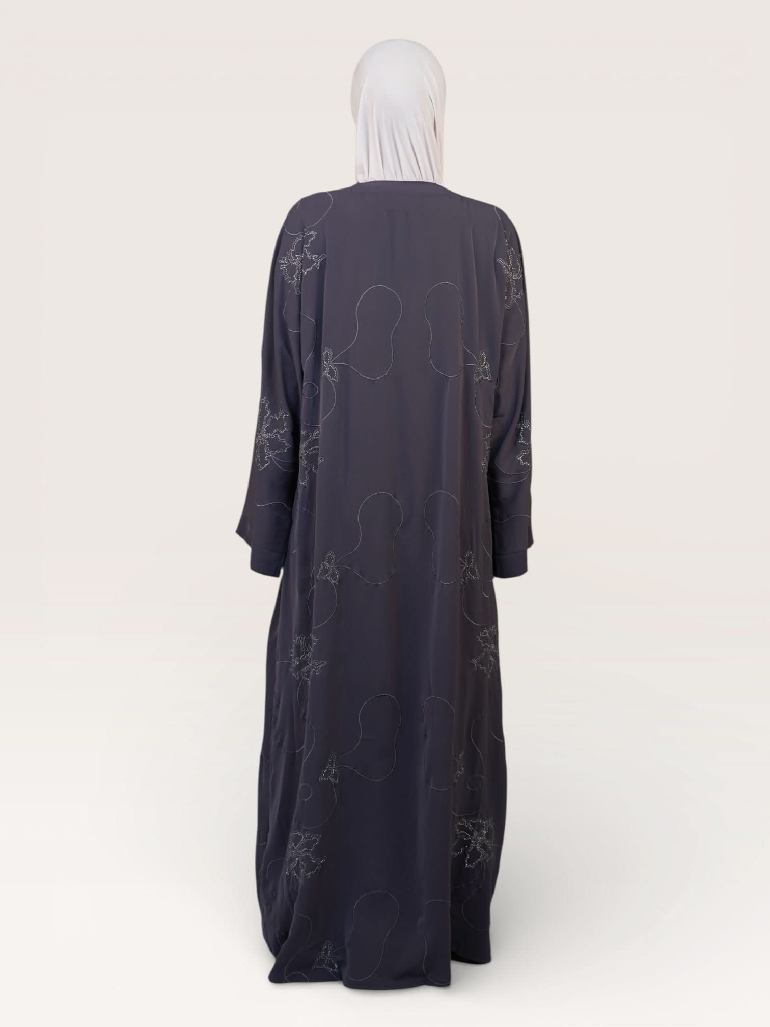 glitter abaya - dark grey