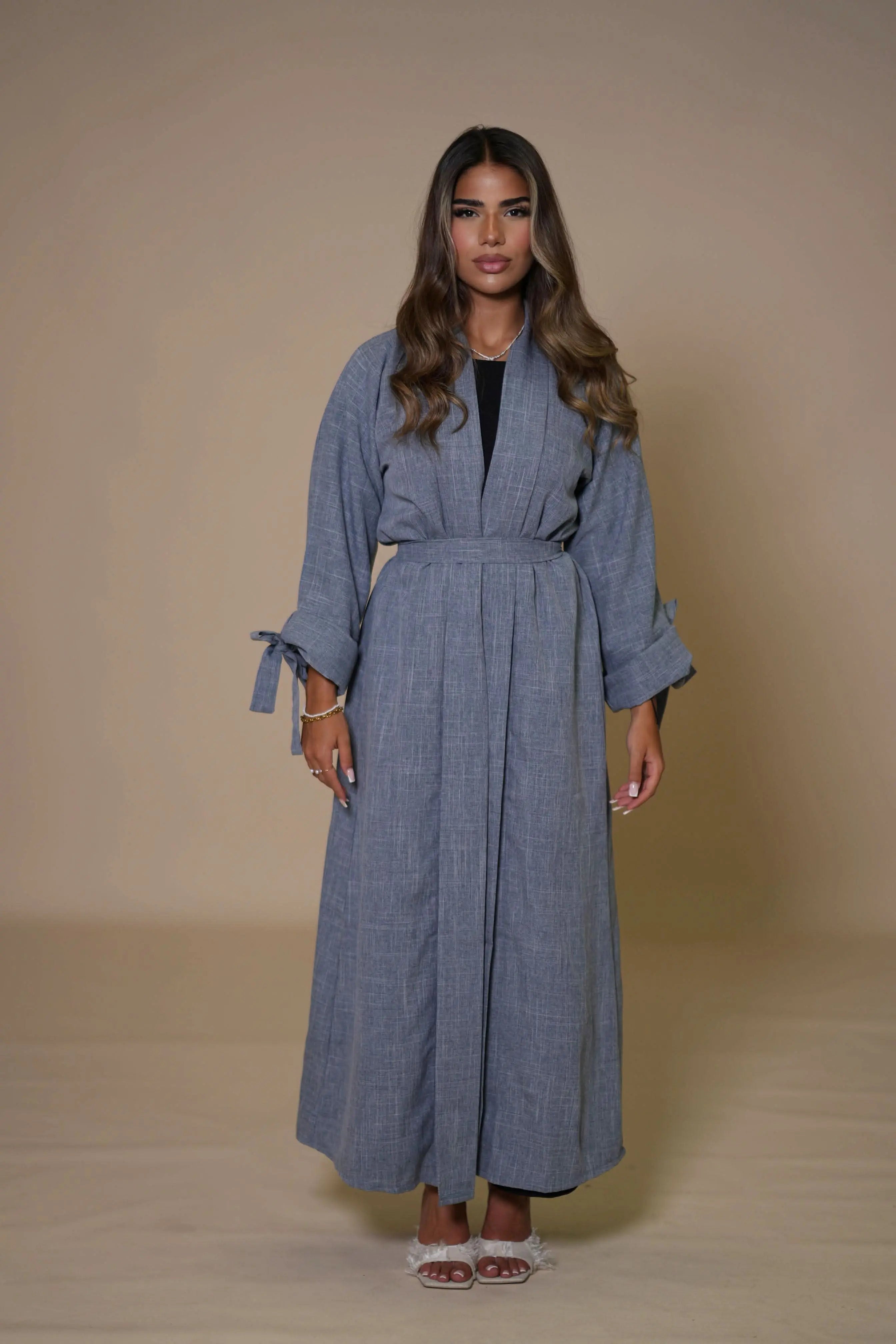 Dubai Linen Set - blue grey - Losyana.Shop