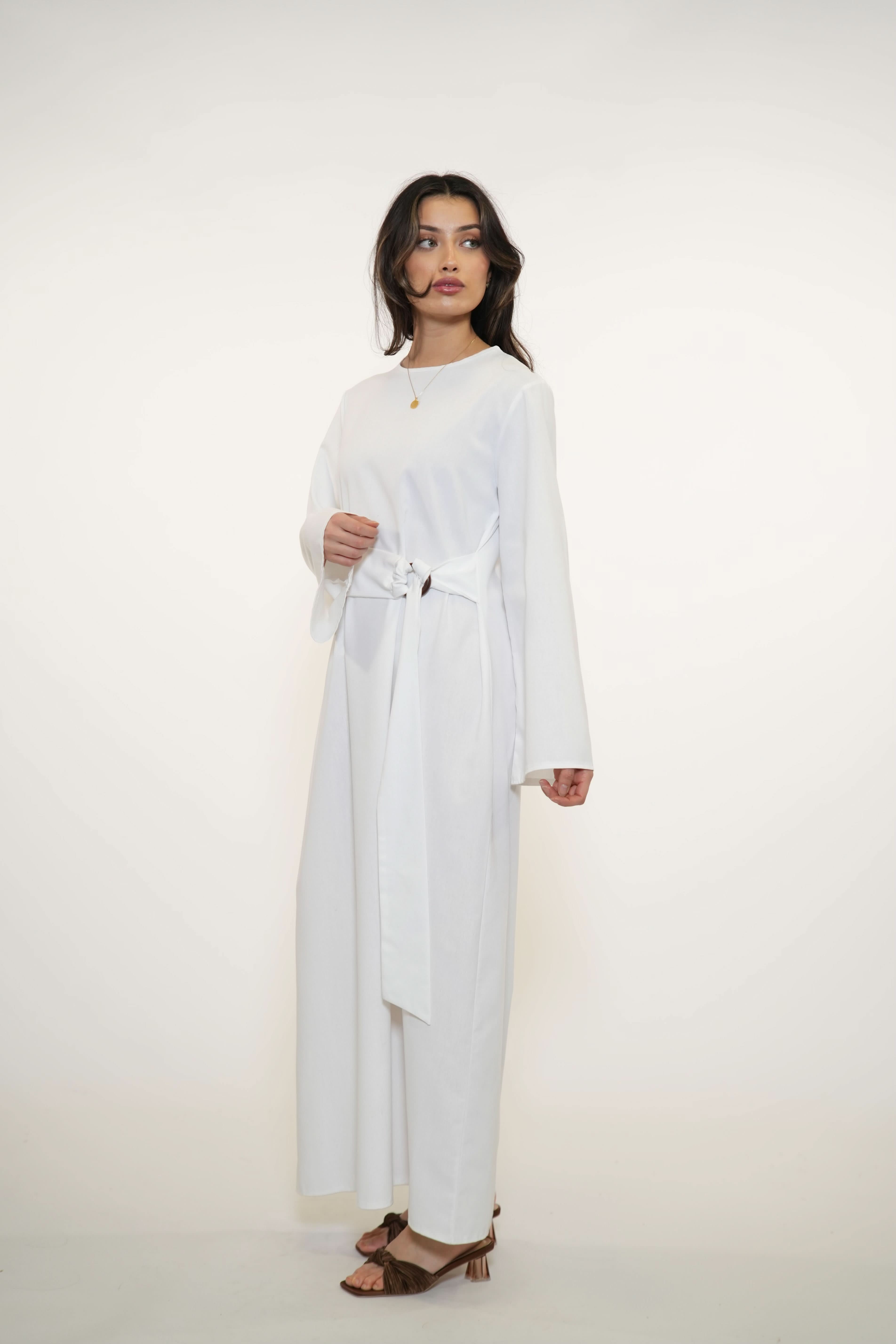 AMALFI LINEN DRESS - WHITE - Losyana.Shop