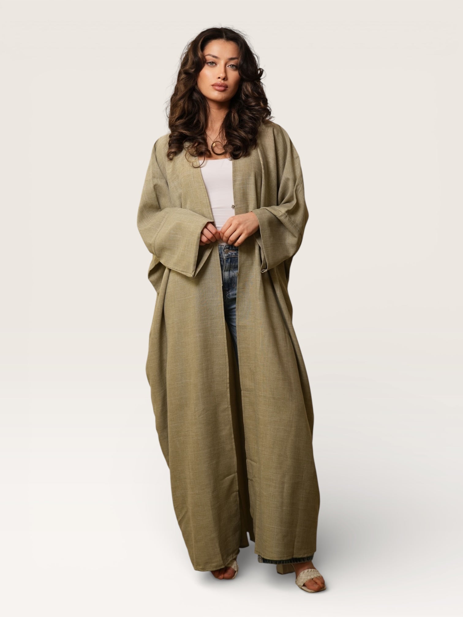 linen abaya/kimono - pistachio