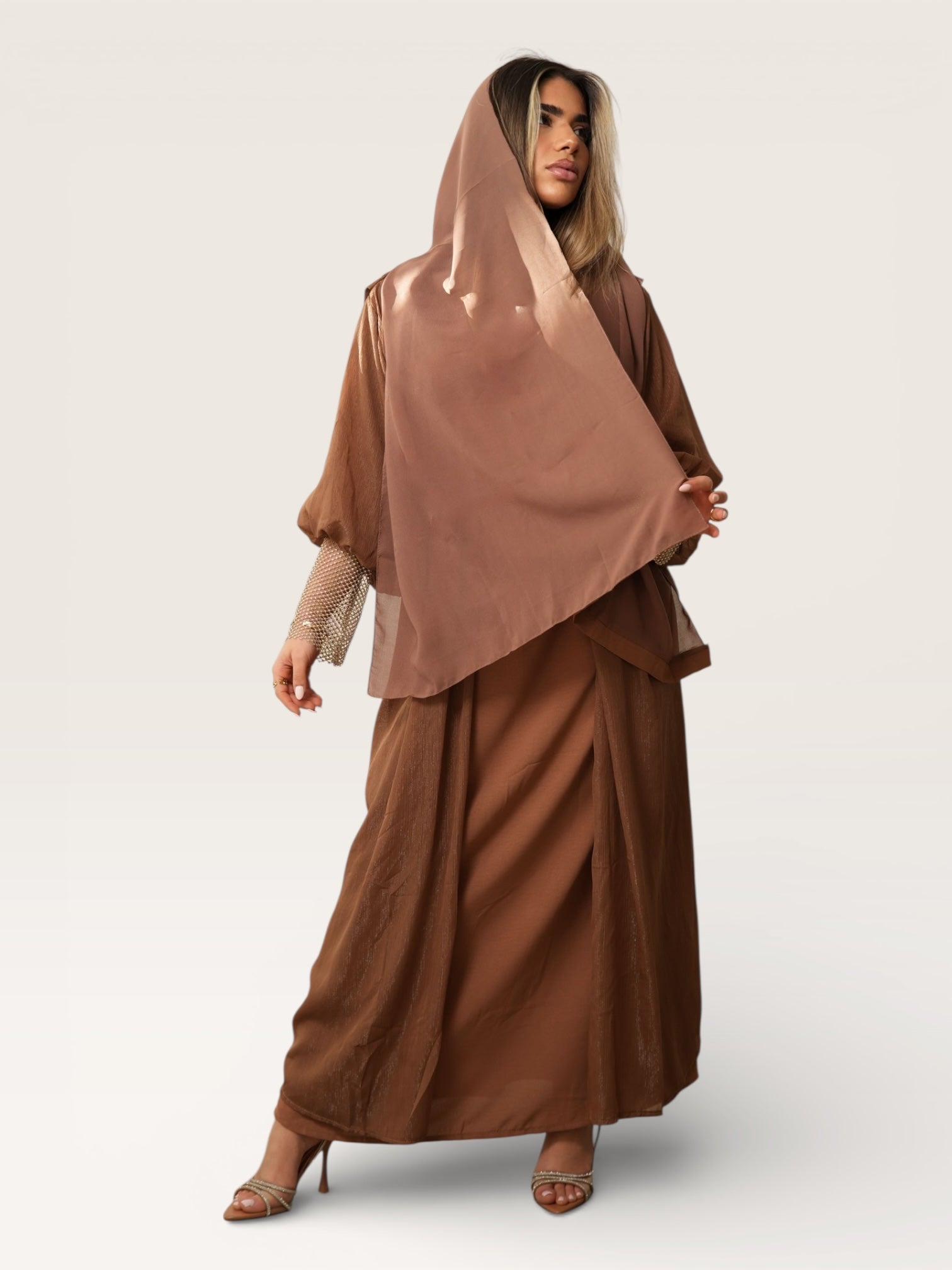 Glitter ballon Abaya - caramel - Losyana.Shop