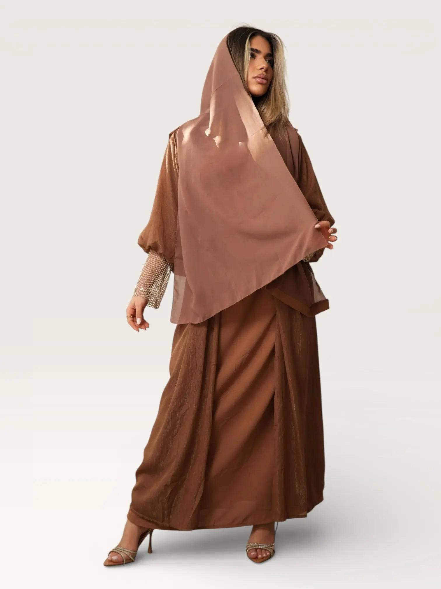Glitter ballon Abaya - caramel - Losyana.Shop