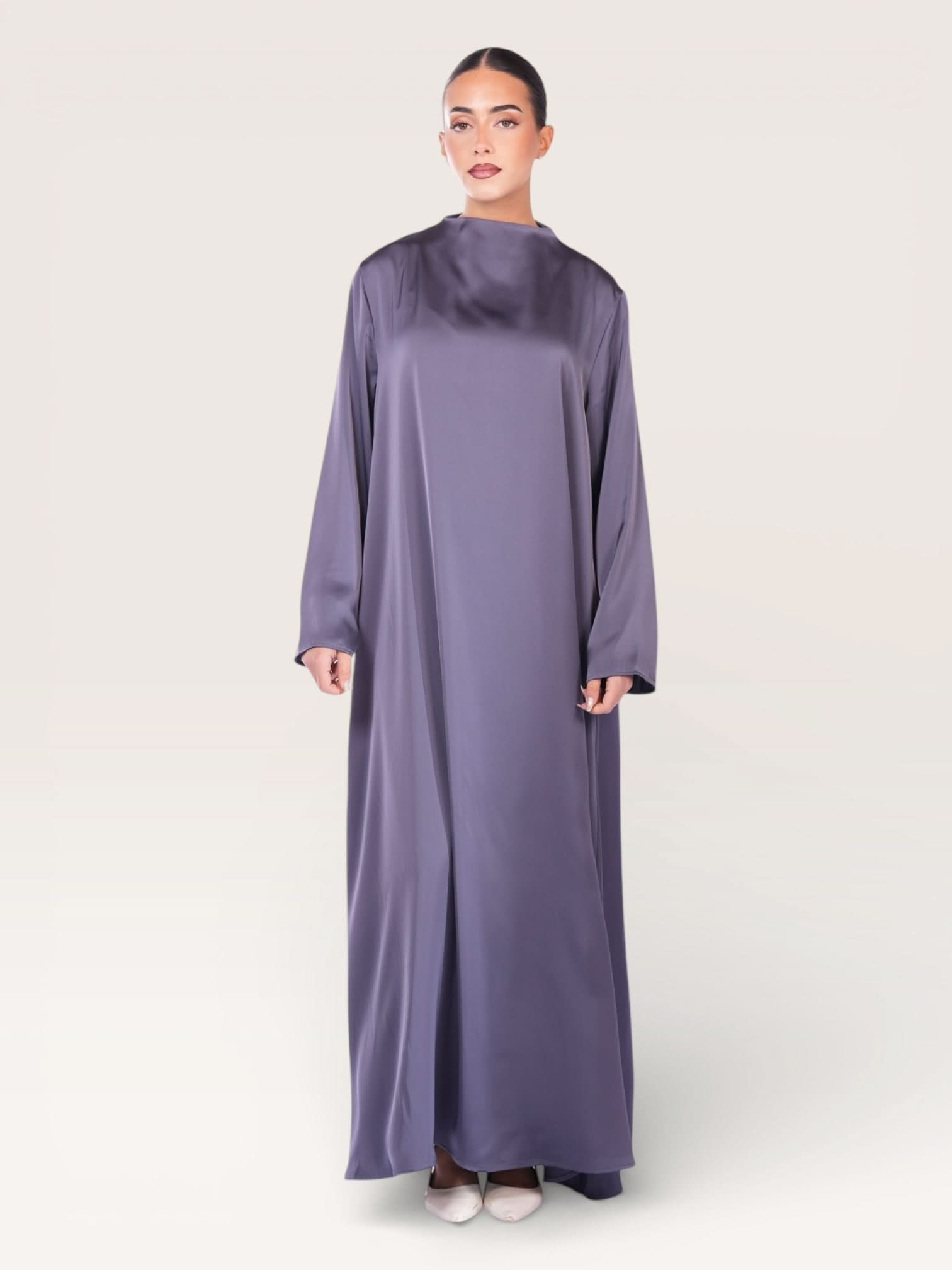 satin kimono abaya - midnight - Losyana.Shop