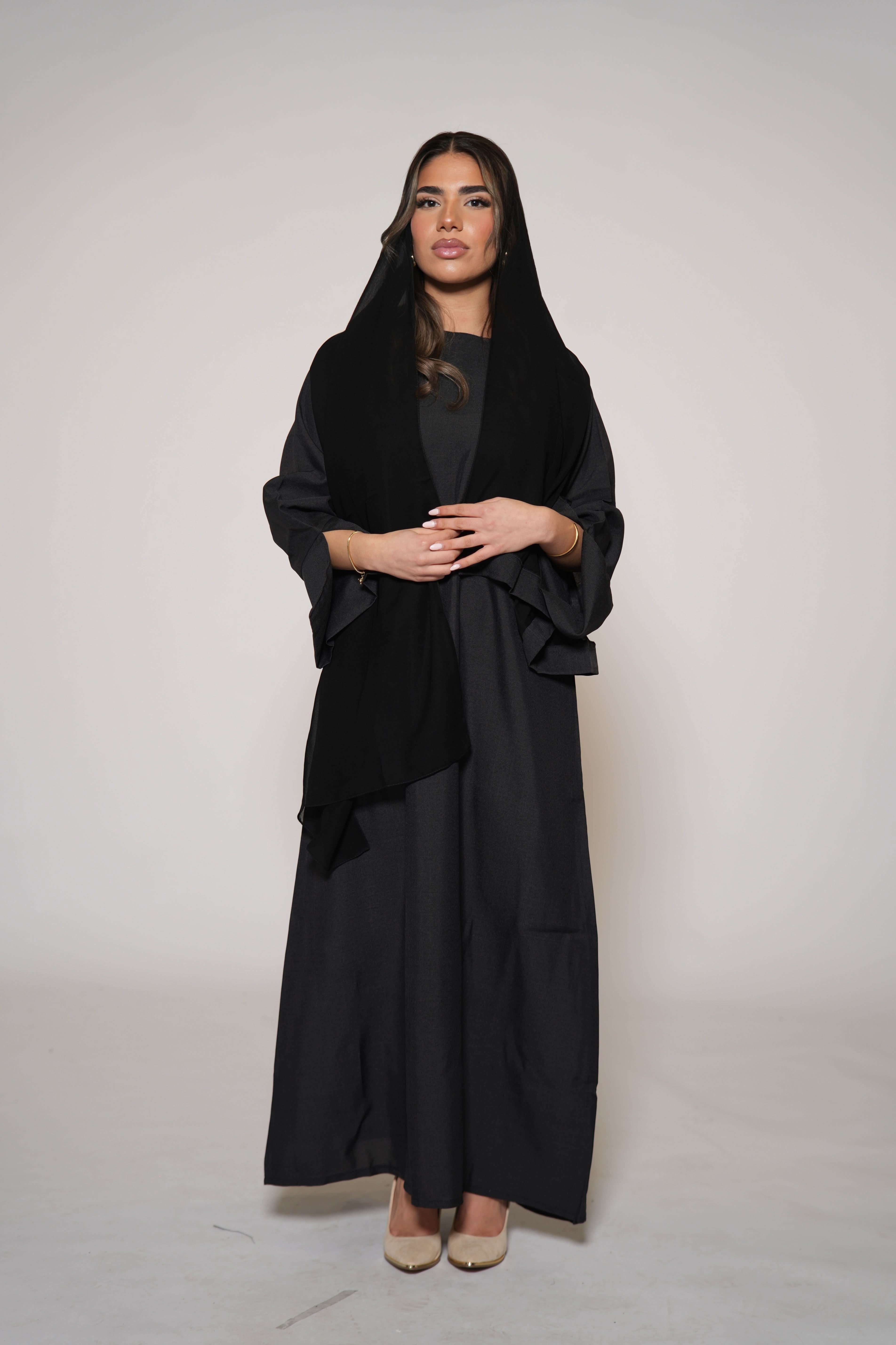Linen Abaya - black - Losyana.Shop