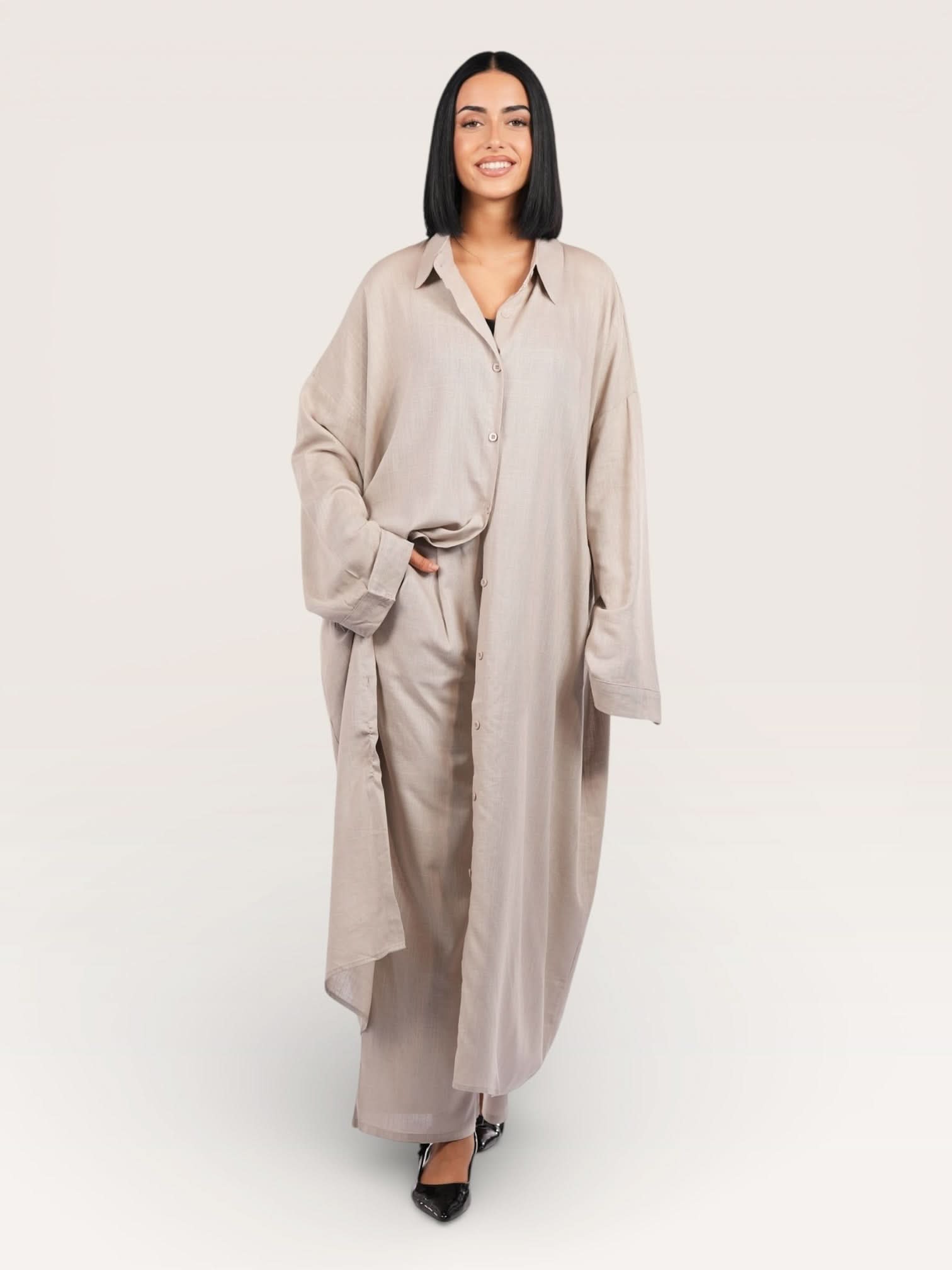 palma linen set - costa cream - Losyana.Shop