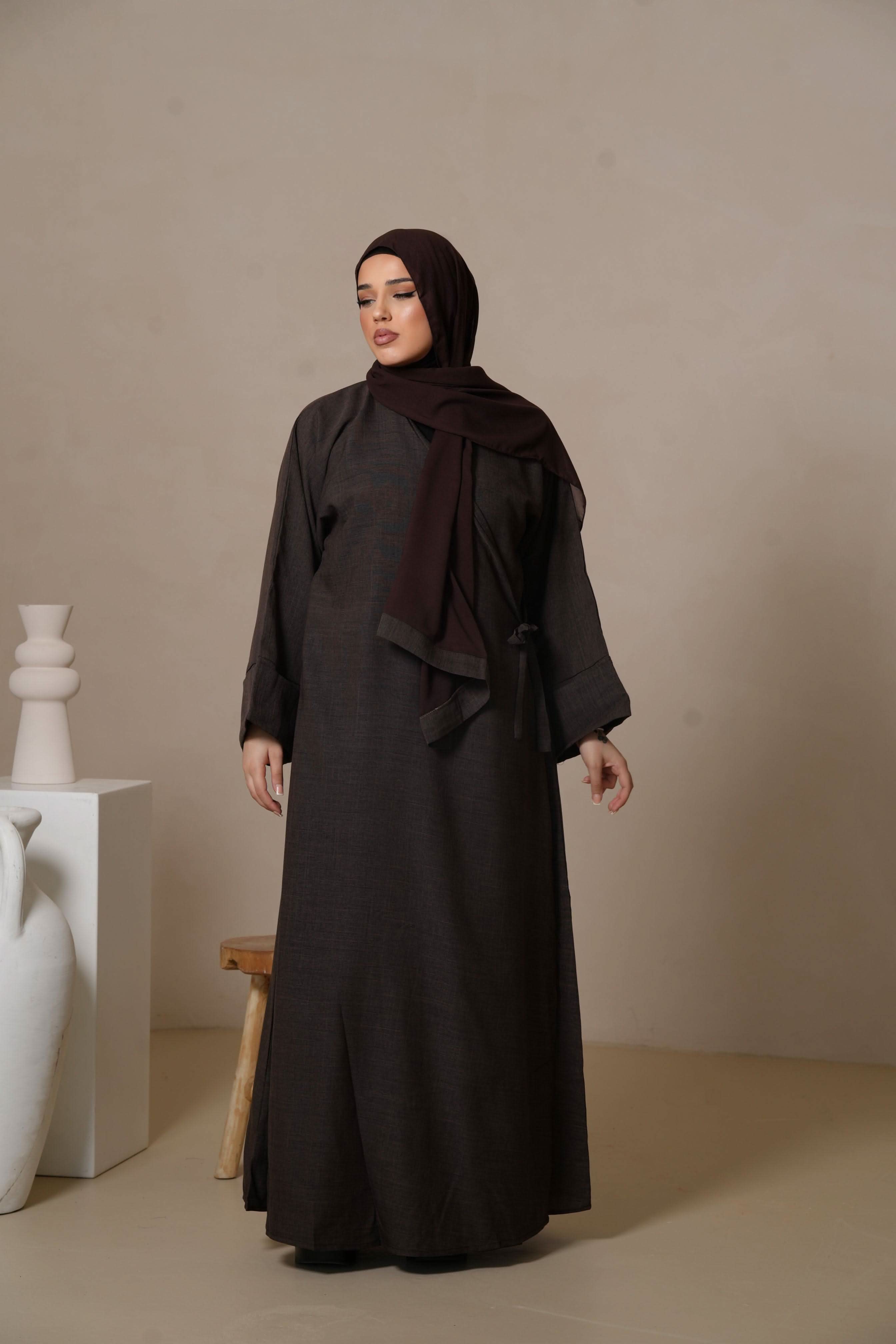 Wickel Linen Abaya - Brown Sugar - Losyana.Shop