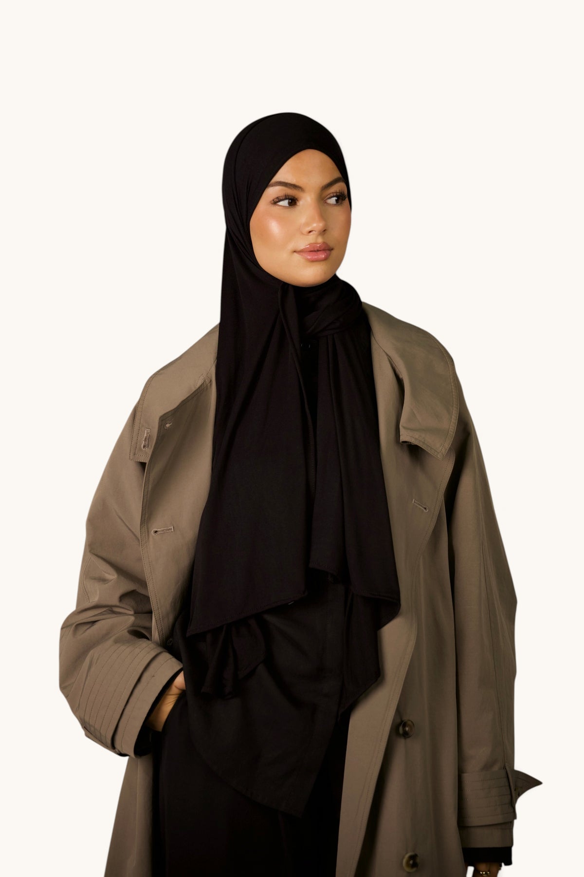 LOSYANA langer Trenchcoat in Army Green – eleganter Mantel mit klassischem Schnitt