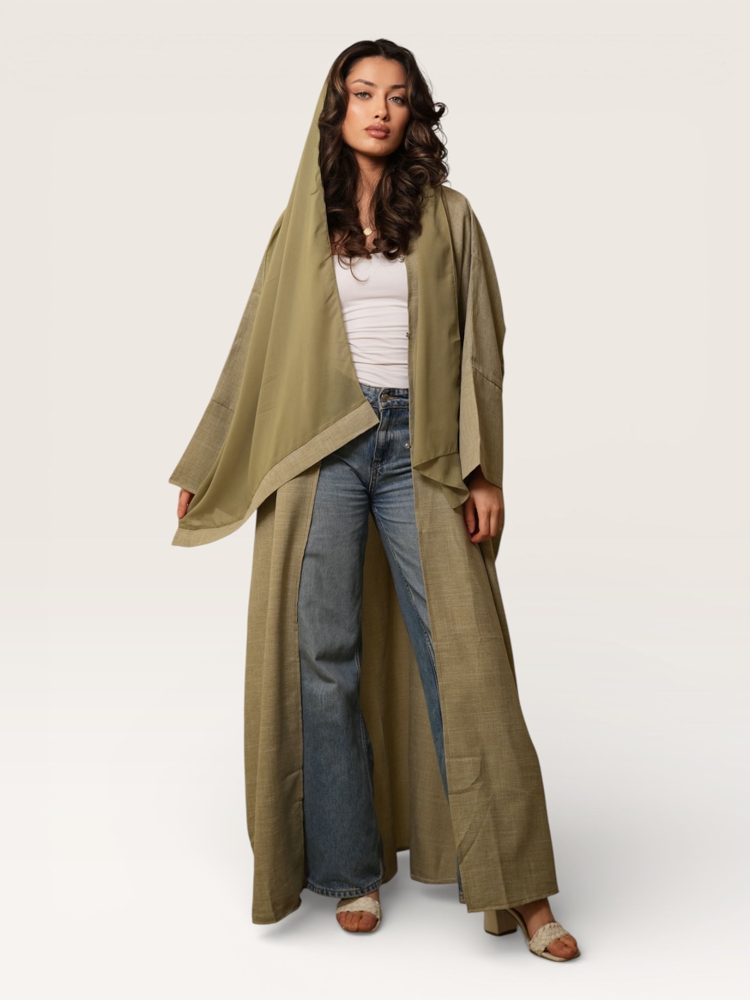 linen abaya/kimono - pistachio