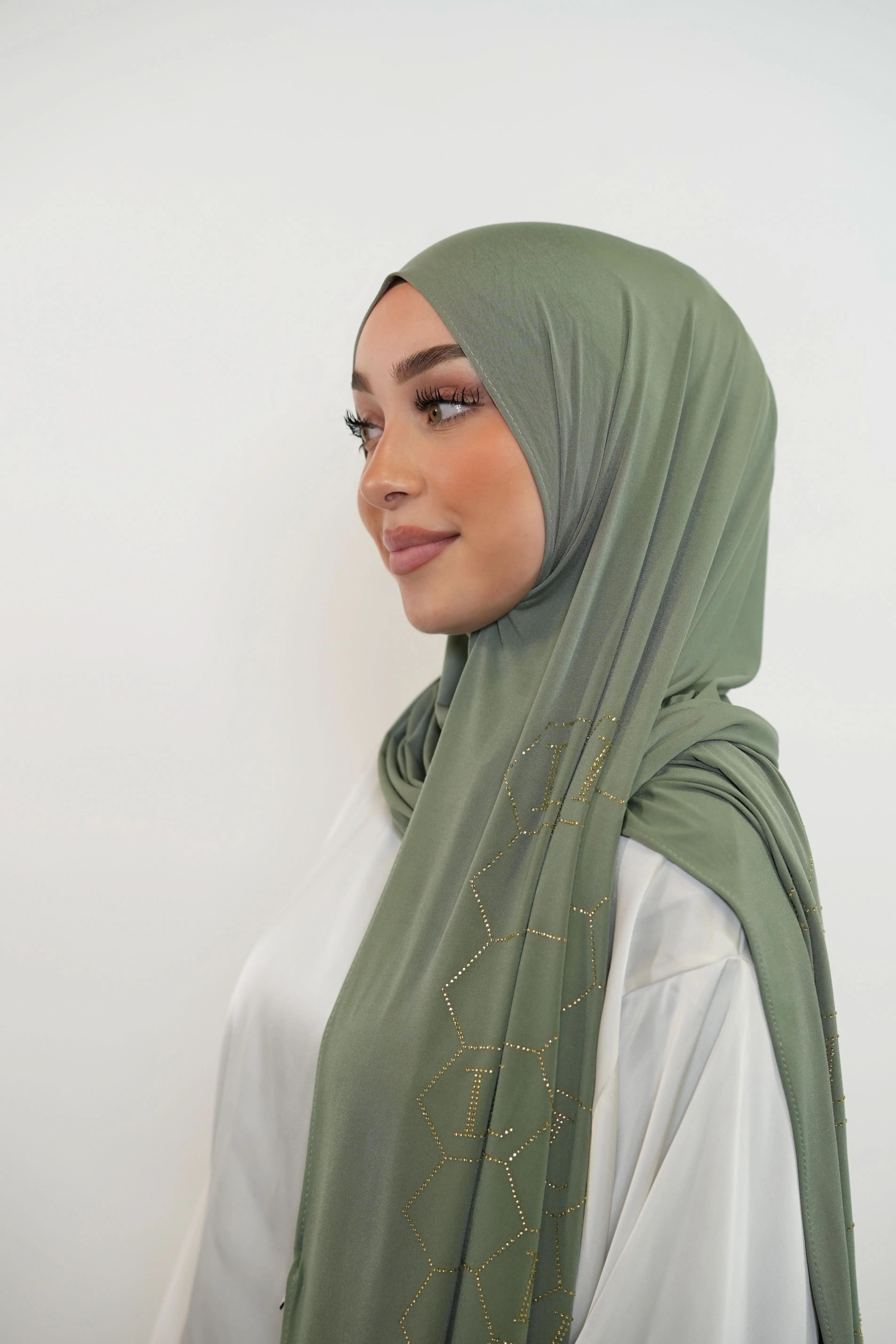 Premium Jersey Strass “L” - olive green - Losyana.Shop