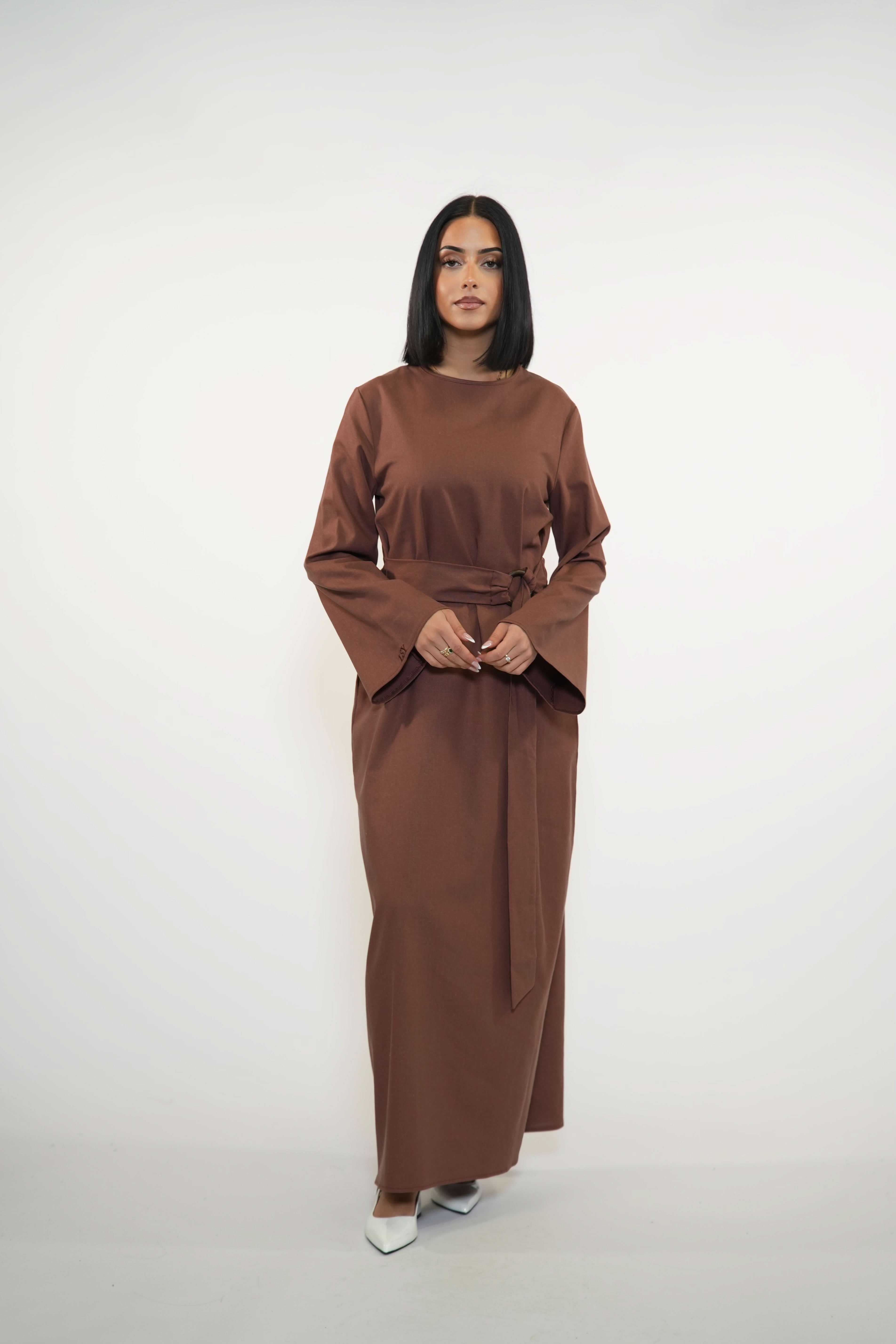 AMALFI LINEN DRESS - BROWN - Losyana.Shop