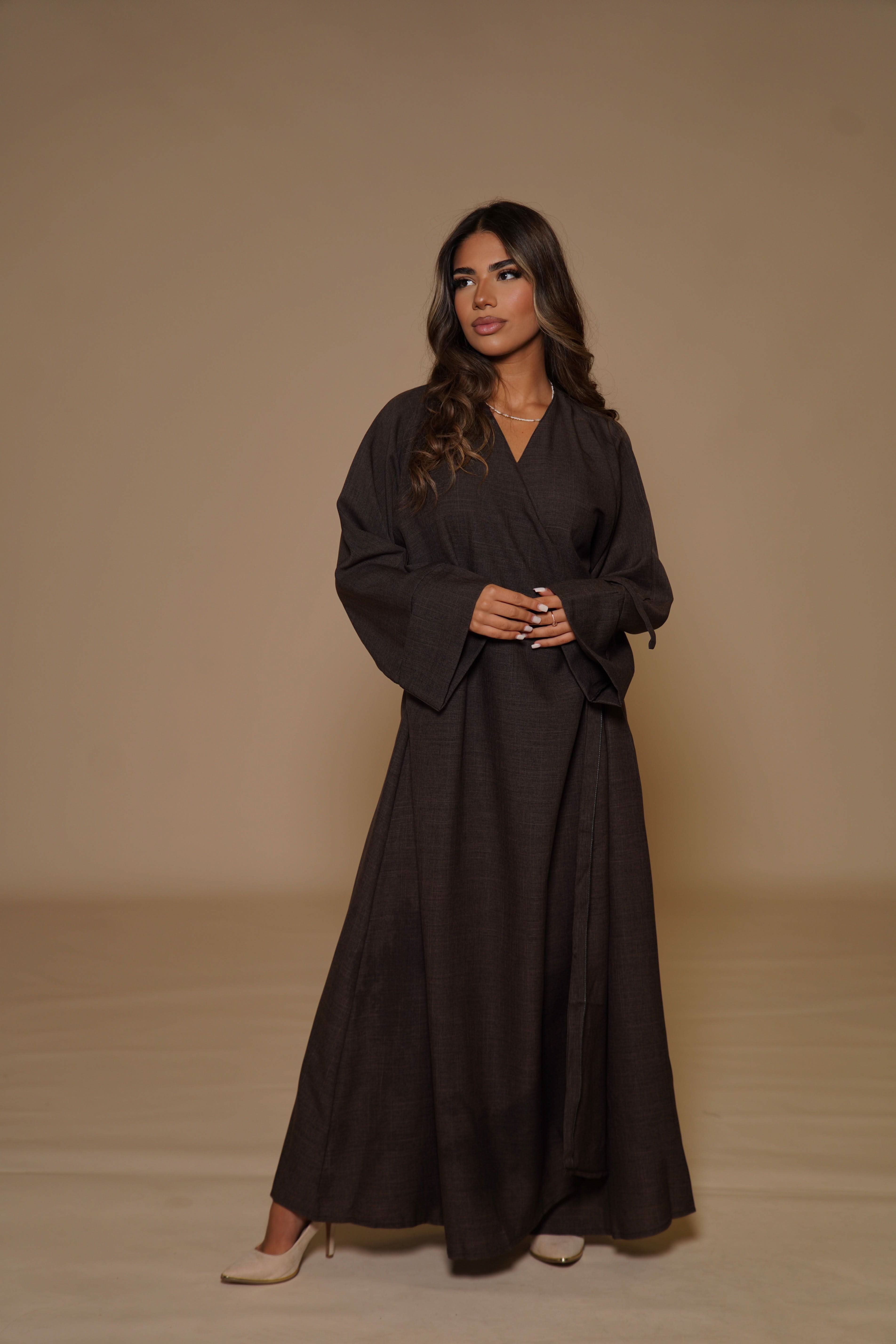 Wickel Linen Abaya - Brown Sugar - Losyana.Shop
