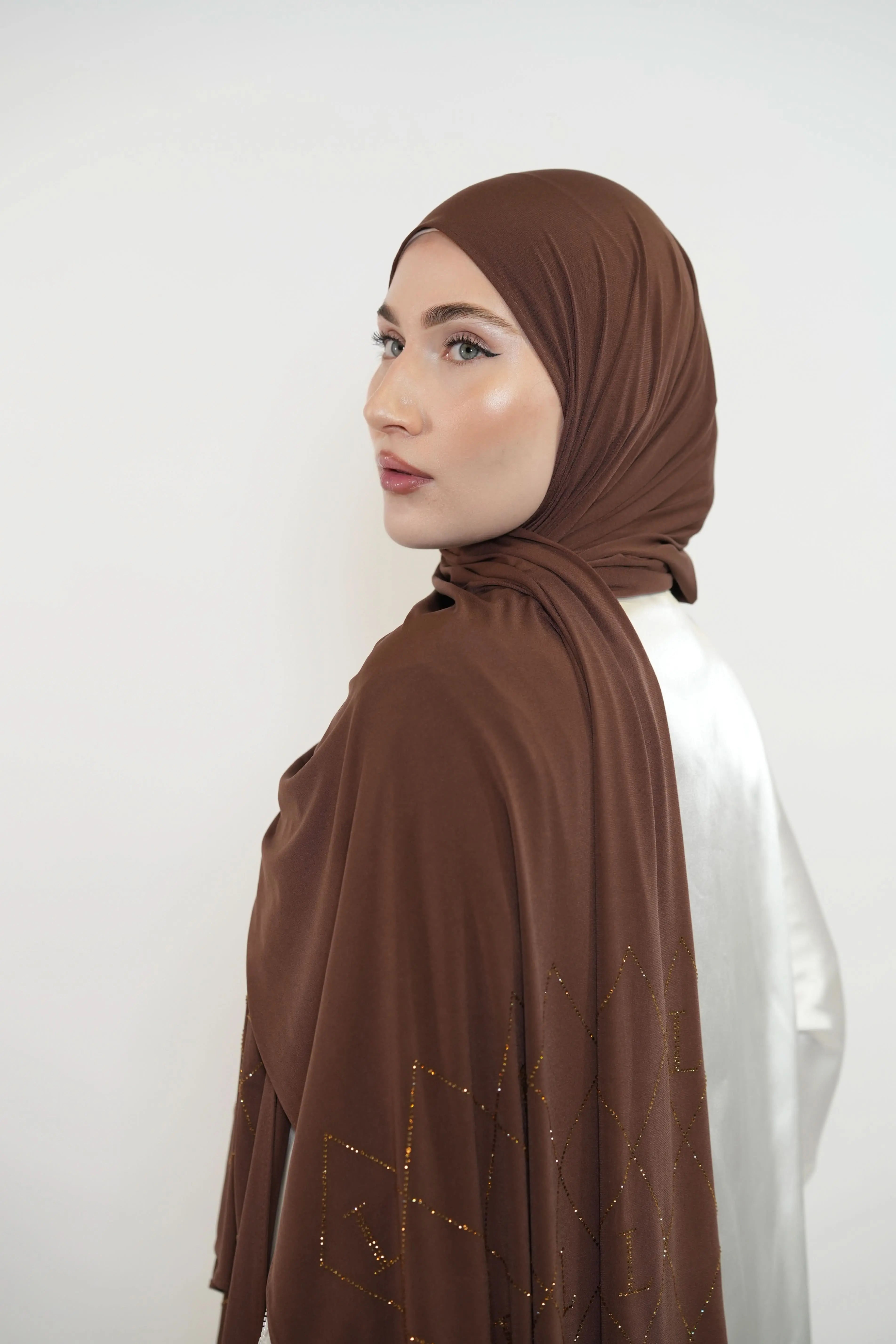 Premium Jersey Strass “L” - mocca brown - Losyana.Shop