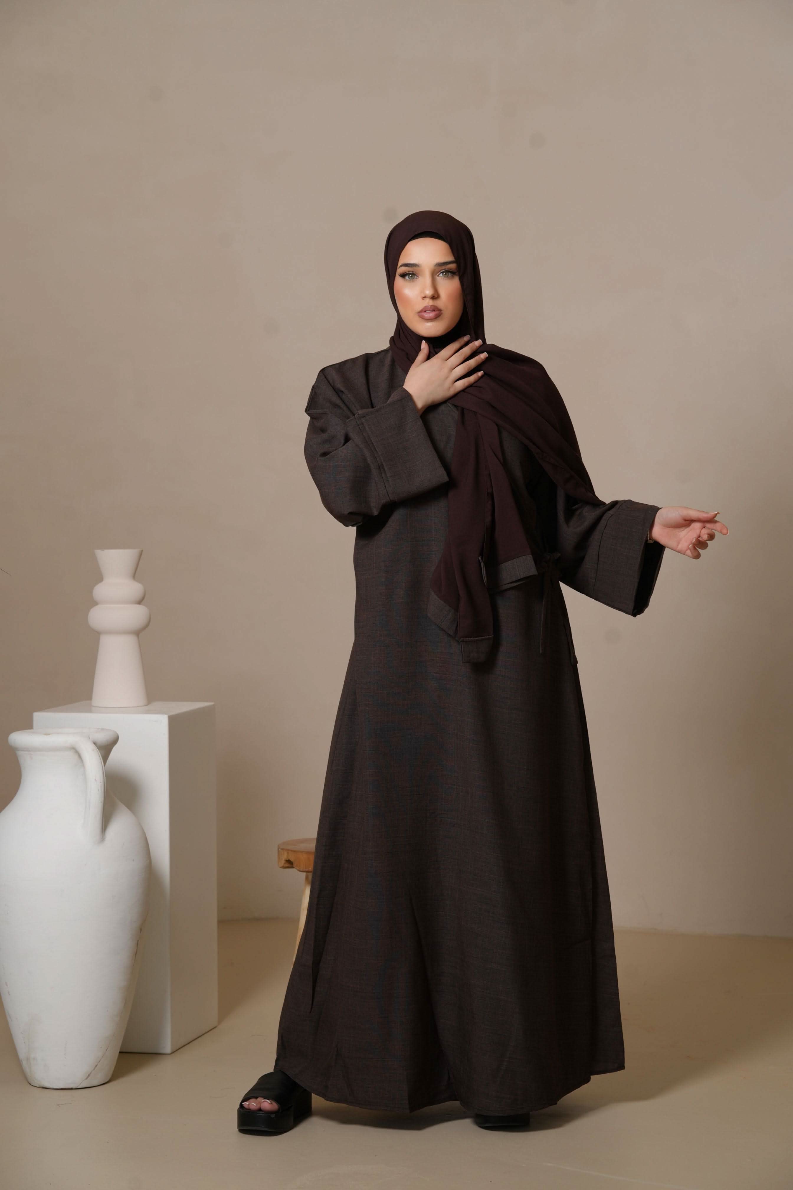 Wickel Linen Abaya - Brown Sugar - Losyana.Shop