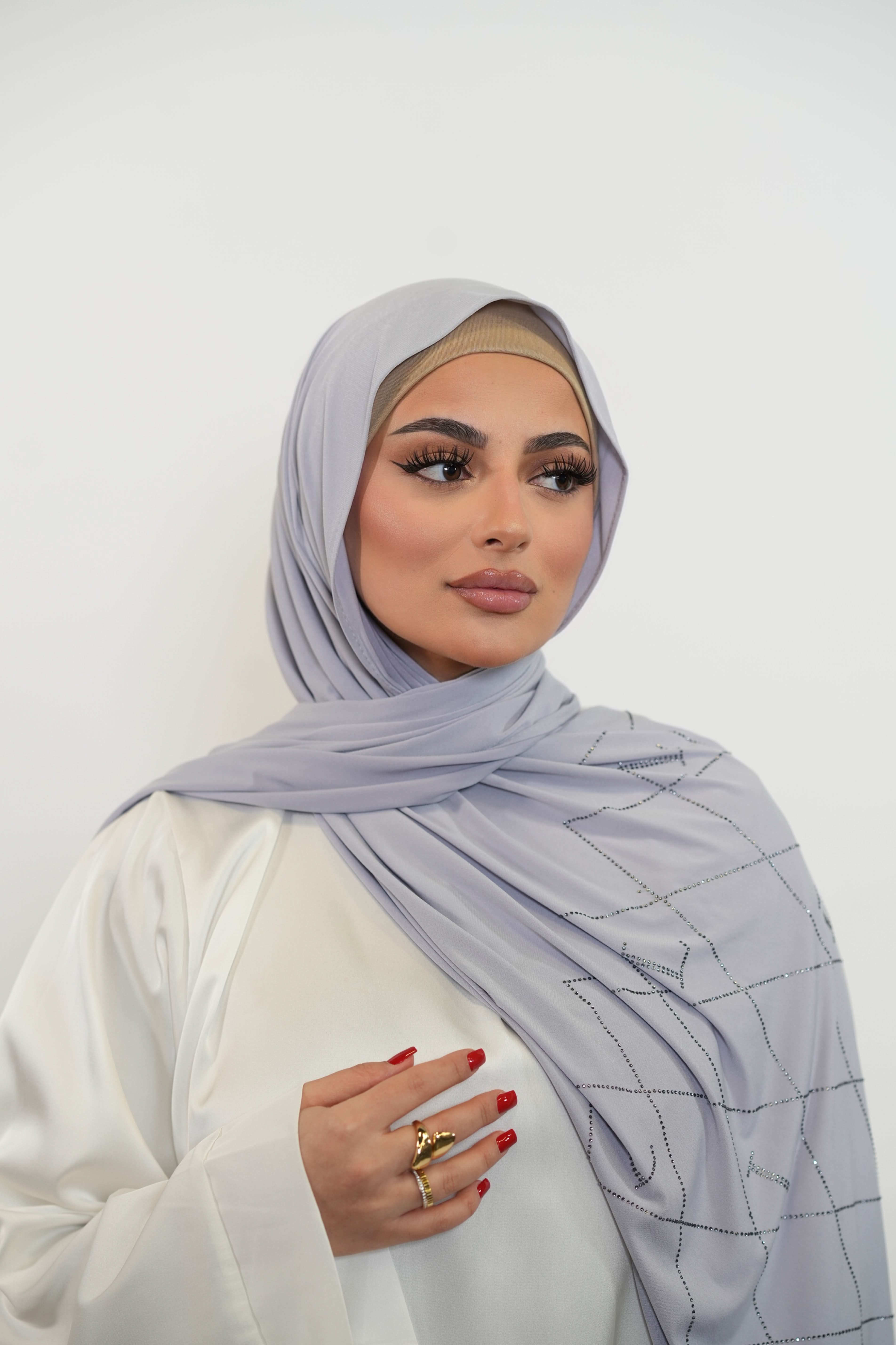 Premium Jersey Strass “L” - light grey - Losyana.Shop